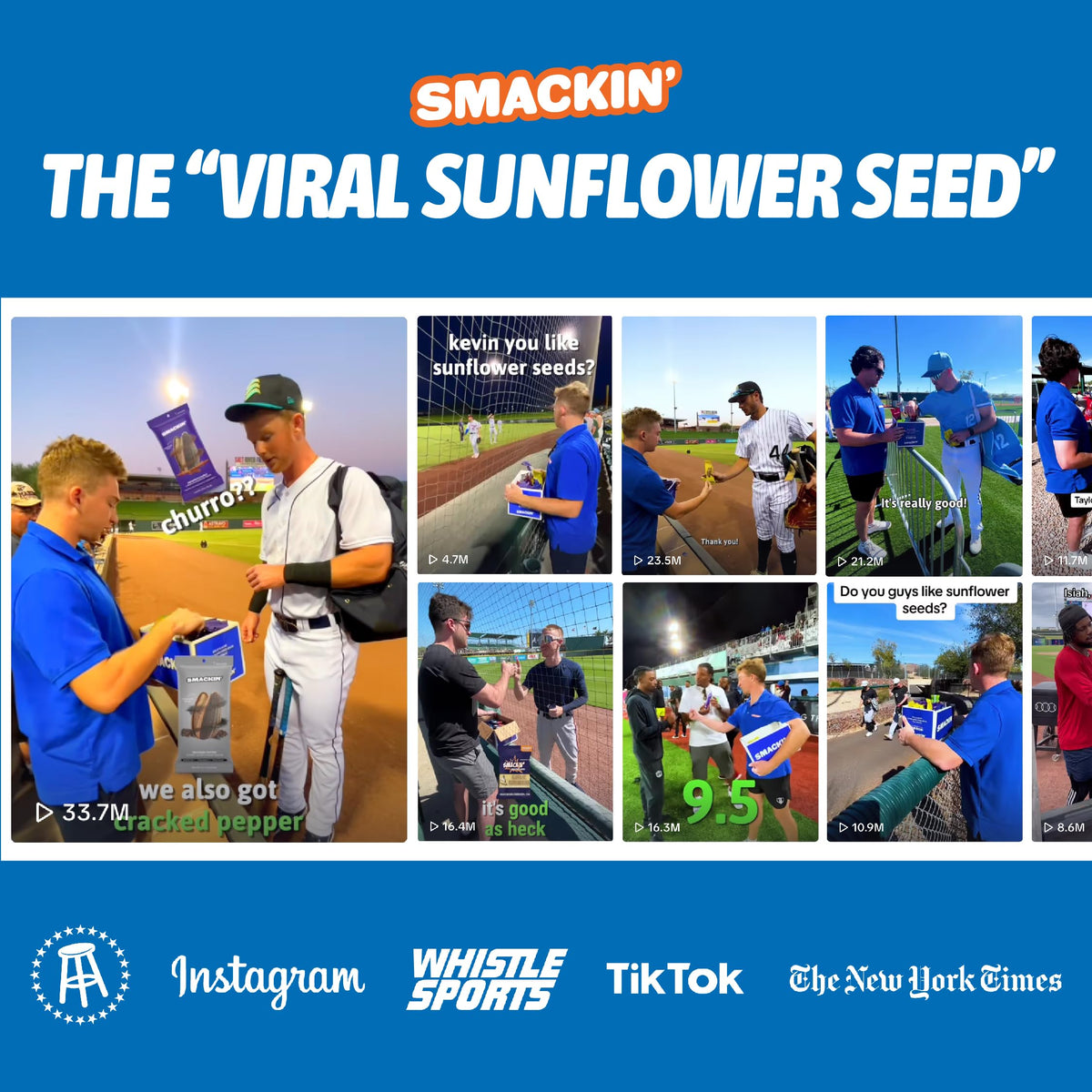 SMACKIN' Sunflower Seeds – Roasted Jumbo, Small-Batch, American Made – 8 Flavor Variety, 1.5oz Bags (36 Pack)