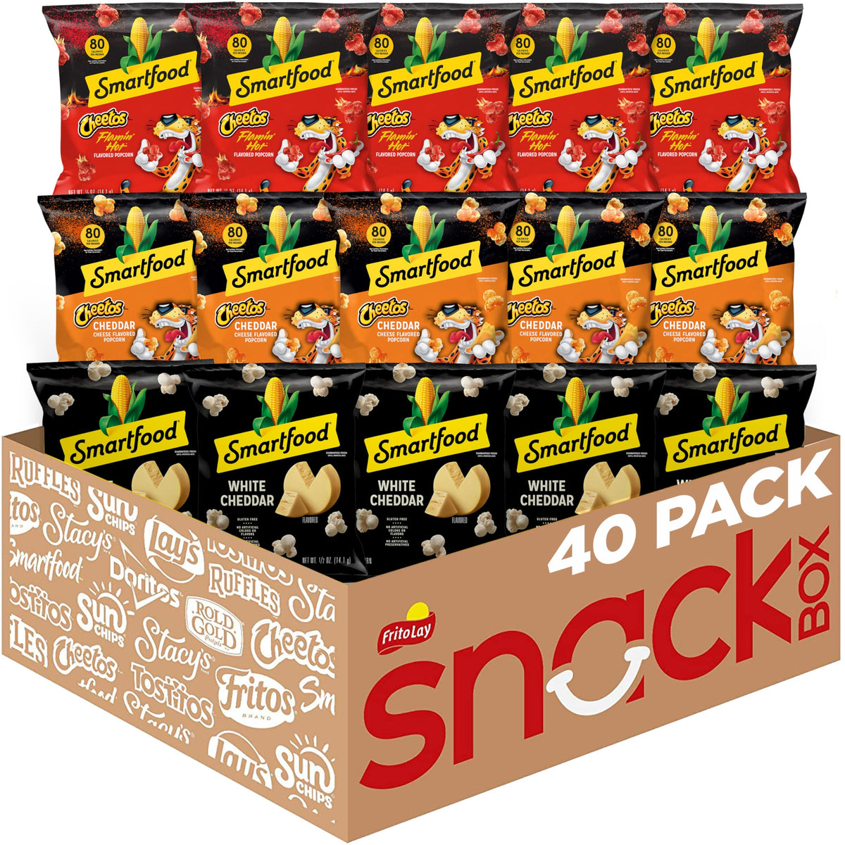 Smartfood Popcorn White Cheddar & Flamin' Hot White Cheddar Variety Pack – 40 x 0.5 oz