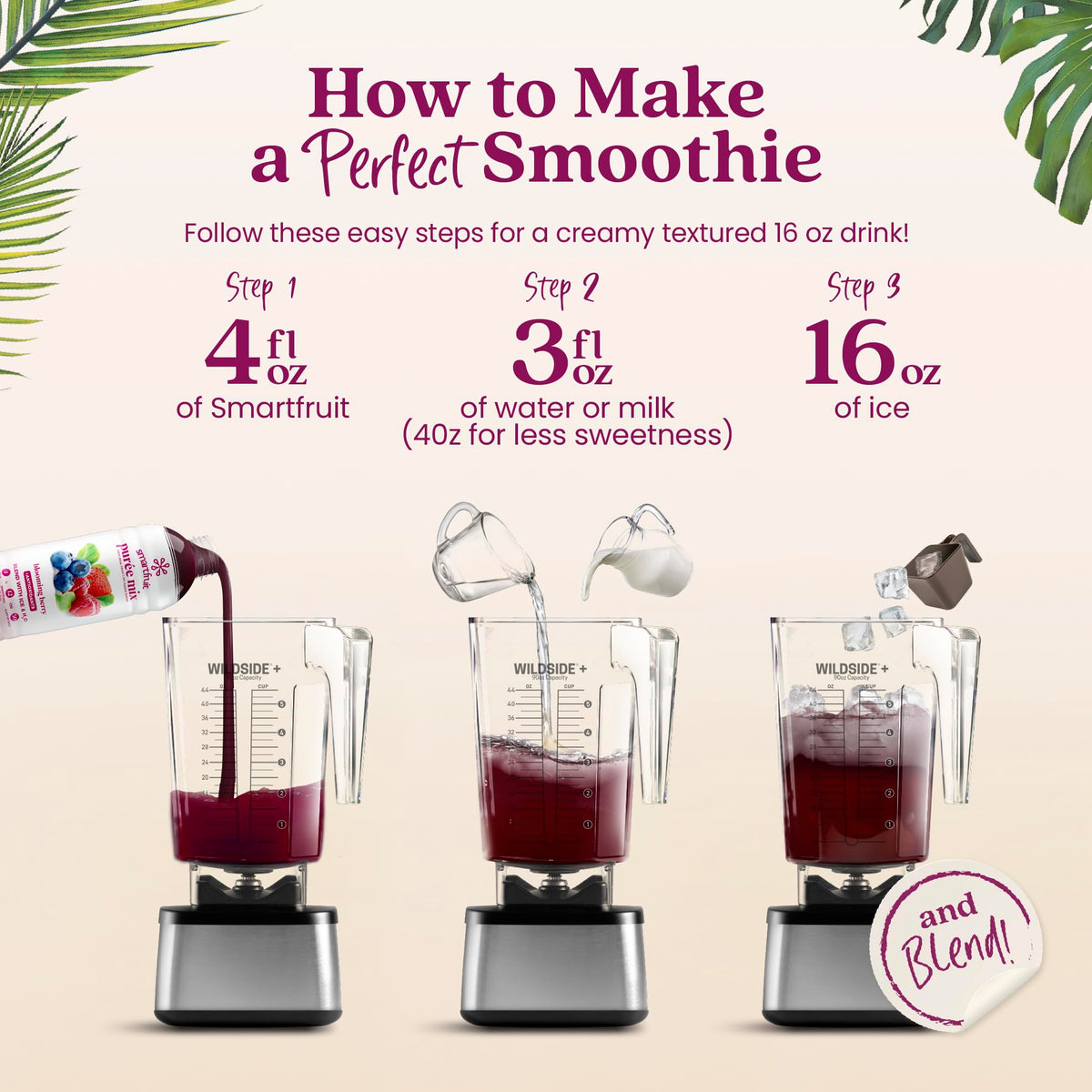 Smartfruit Blooming Berry Purée – Real Fruit Purée with Strawberries, Blueberries & Raspberries (48oz)