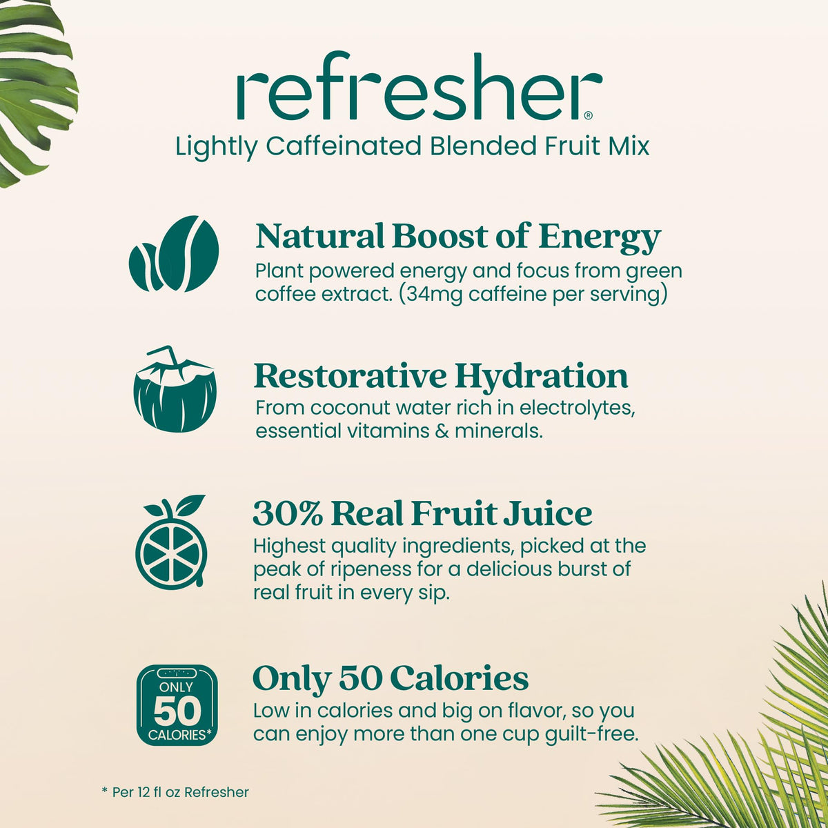 Smartfruit Recharge Refresher – Dragon Fruit & Elderberry, Real Fruit Juice, No Added Sugar, Coconut Water for Hydration, 34 mg Caffeine per Serving – 48oz Drink Mix