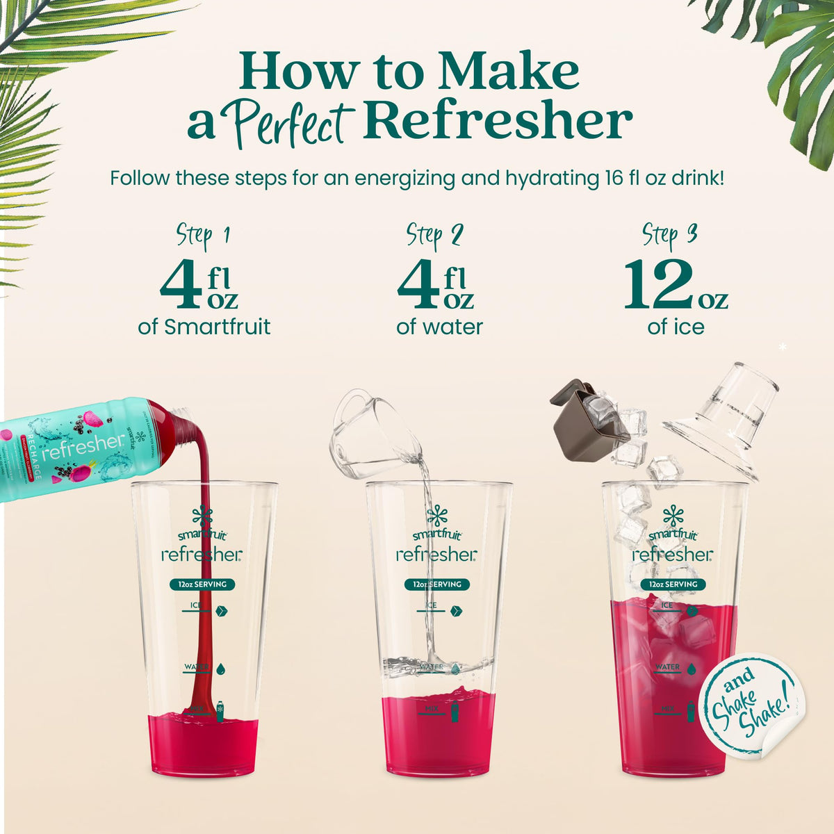 Smartfruit Recharge Refresher – Dragon Fruit & Elderberry, Real Fruit Juice, No Added Sugar, Coconut Water for Hydration, 34 mg Caffeine per Serving – 48oz Drink Mix