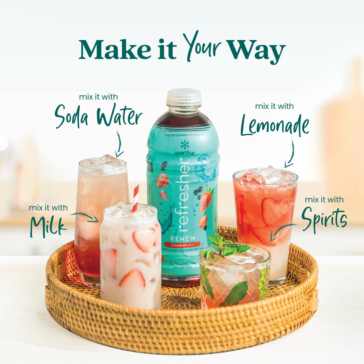 Smartfruit Renew Refresher – Strawberry & Acai | Real Fruit Juice, No Added Sugar