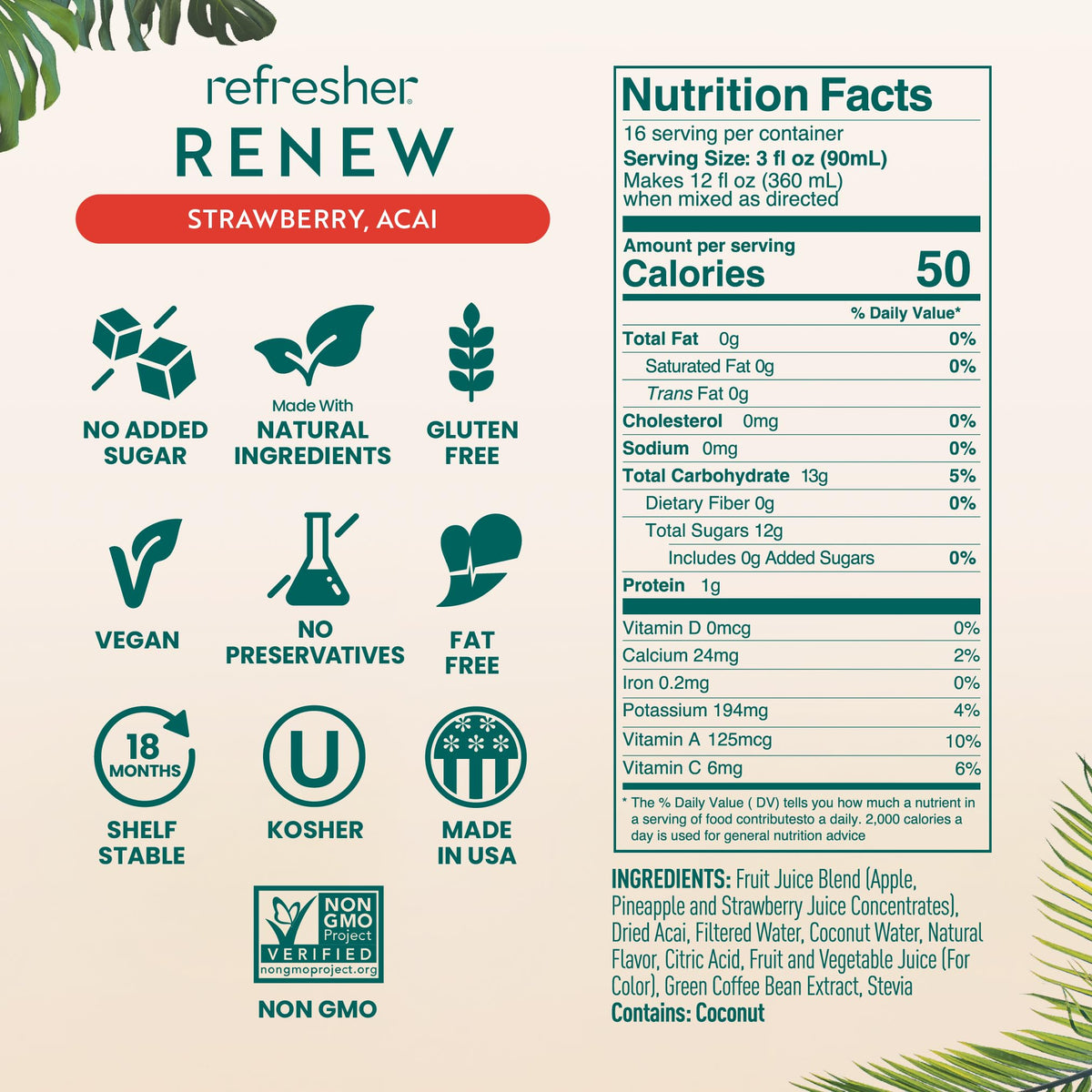 Smartfruit Renew Refresher – Strawberry & Acai | Real Fruit Juice, No Added Sugar