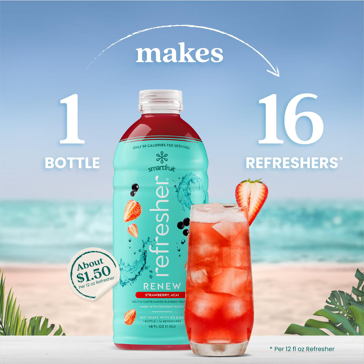 Smartfruit Renew Refresher – Strawberry & Acai | Real Fruit Juice, No Added Sugar