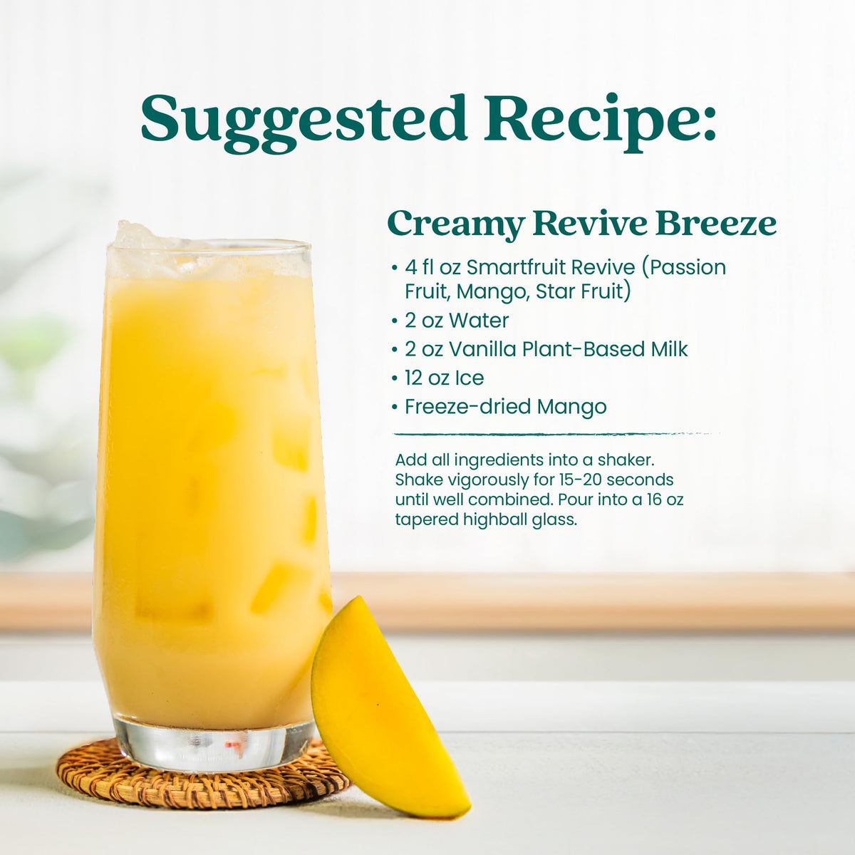 Smartfruit Revive Refresher – Real Fruit Juice Drink Mix with Coconut Water & Green Coffee Bean Extract – 48oz