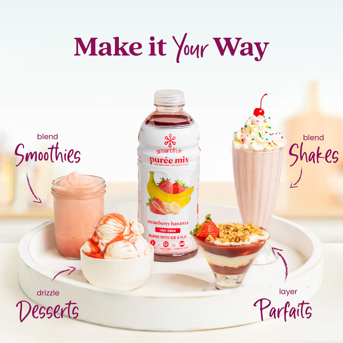 Smartfruit Strawberry Bananza + Oat Fiber – 100% Real Fruit Purée (48oz)