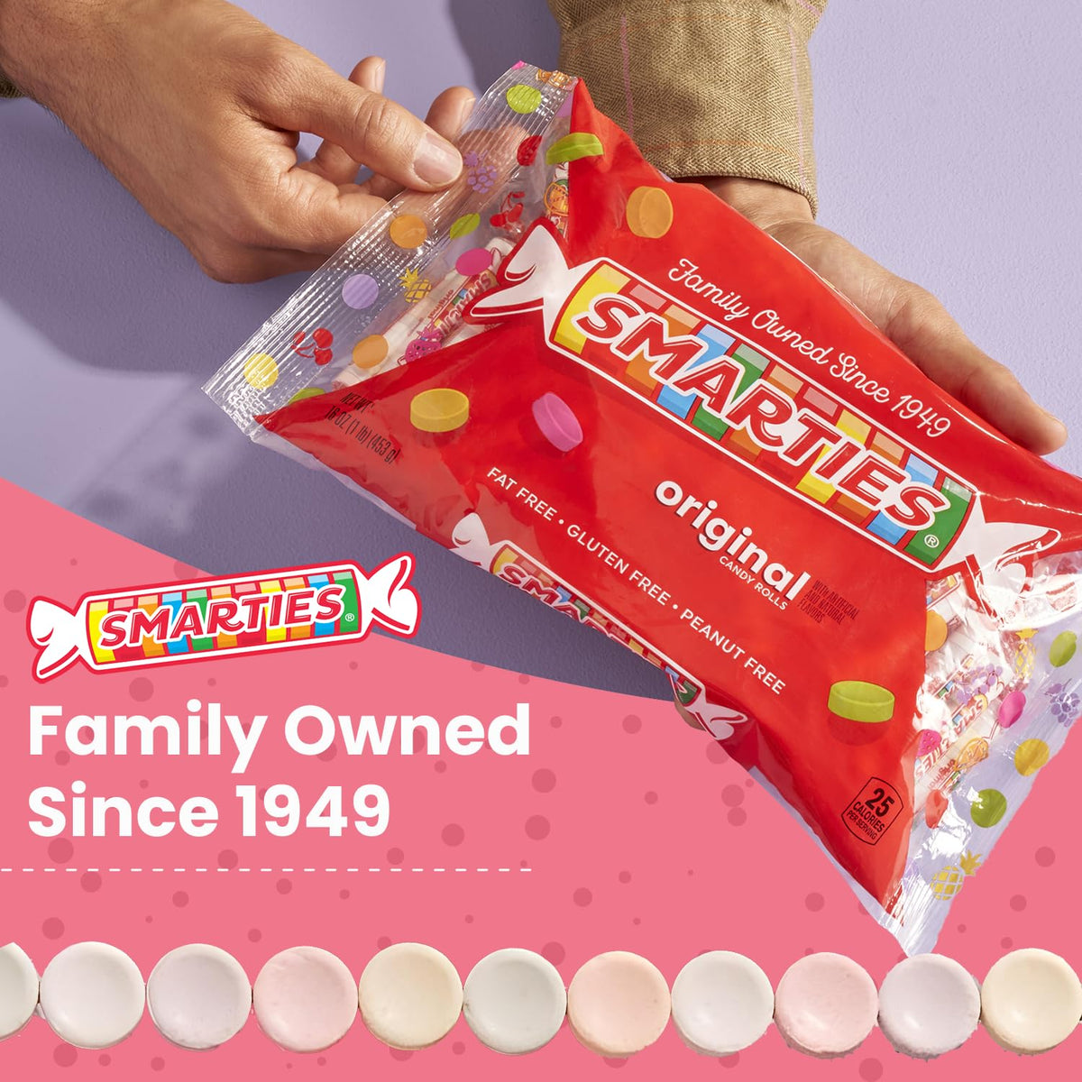Smarties Candy Bulk Rolls Original - Gluten Free, Vegan, Peanut Free, Dairy Free - Family-Owned Since 1949 - 3 lb Bag