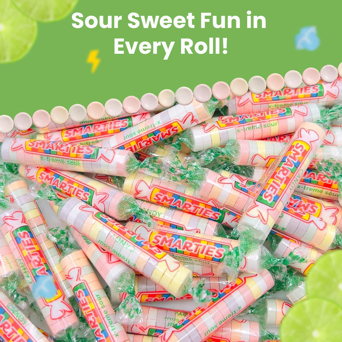 Smarties X-Treme Sour Candies – Gluten Free, Peanut Free, Dairy Free – 5 Pound Bag (Individually Wrapped)