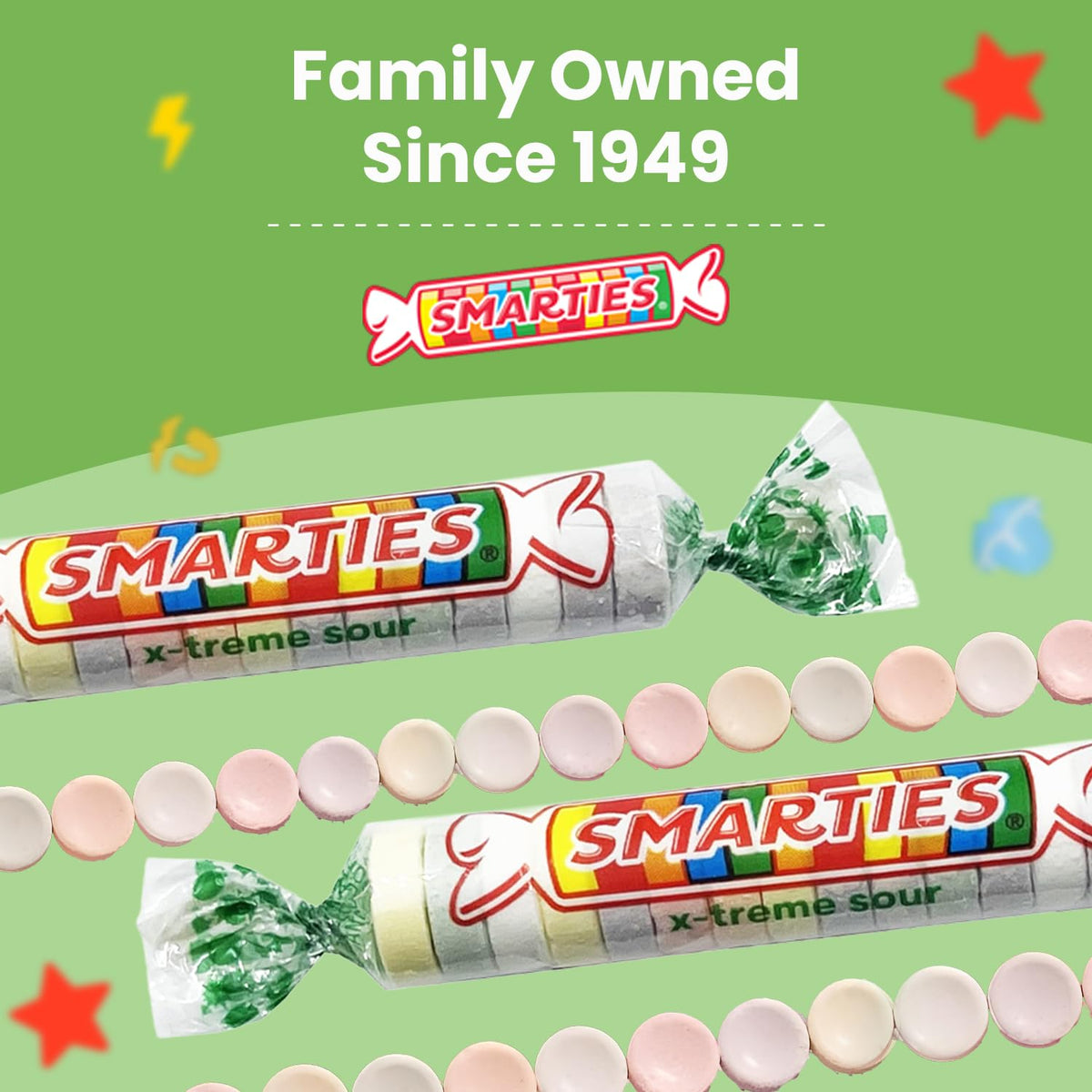Smarties X-Treme Sour Candies – Gluten Free, Peanut Free, Dairy Free – 5 Pound Bag (Individually Wrapped)