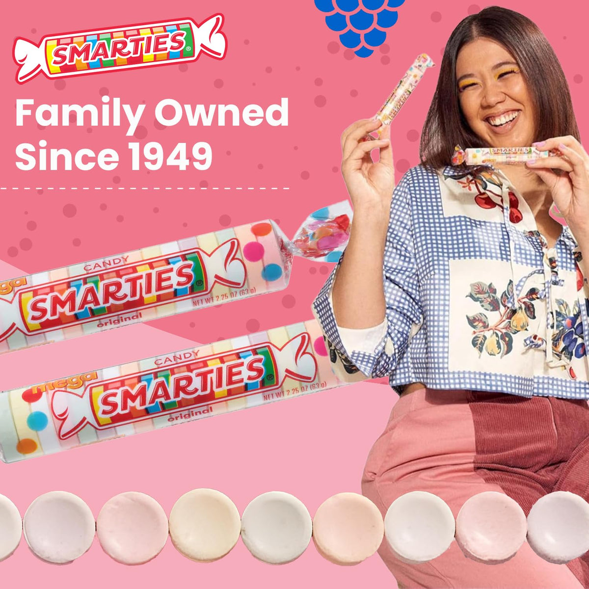 Smarties Candy Mega Rolls – Gluten-Free, Vegan, Peanut-Free | 54oz Bulk Box