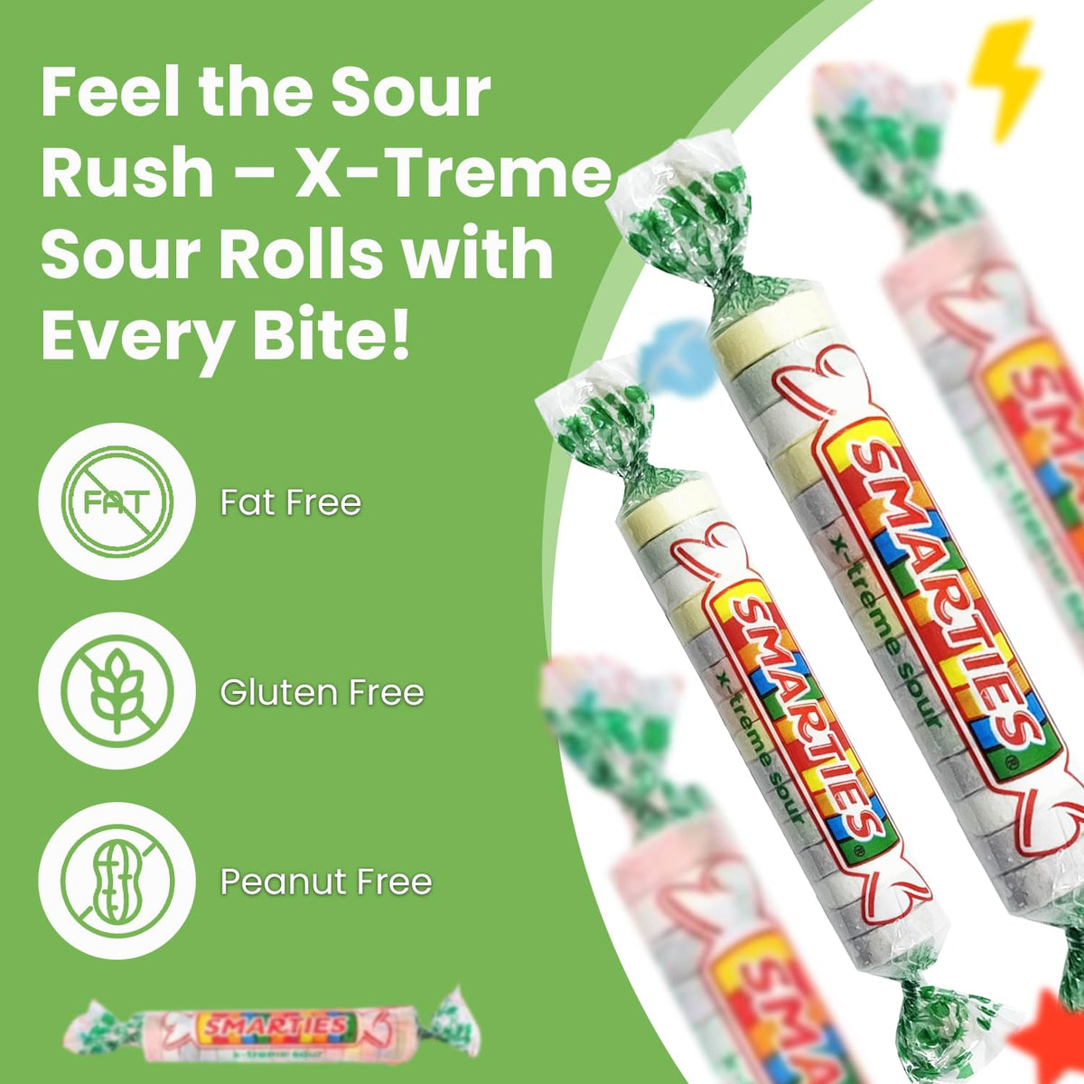 Smarties X-Treme Sour Candies – Gluten Free, Peanut Free, Dairy Free – 5 Pound Bag (Individually Wrapped)