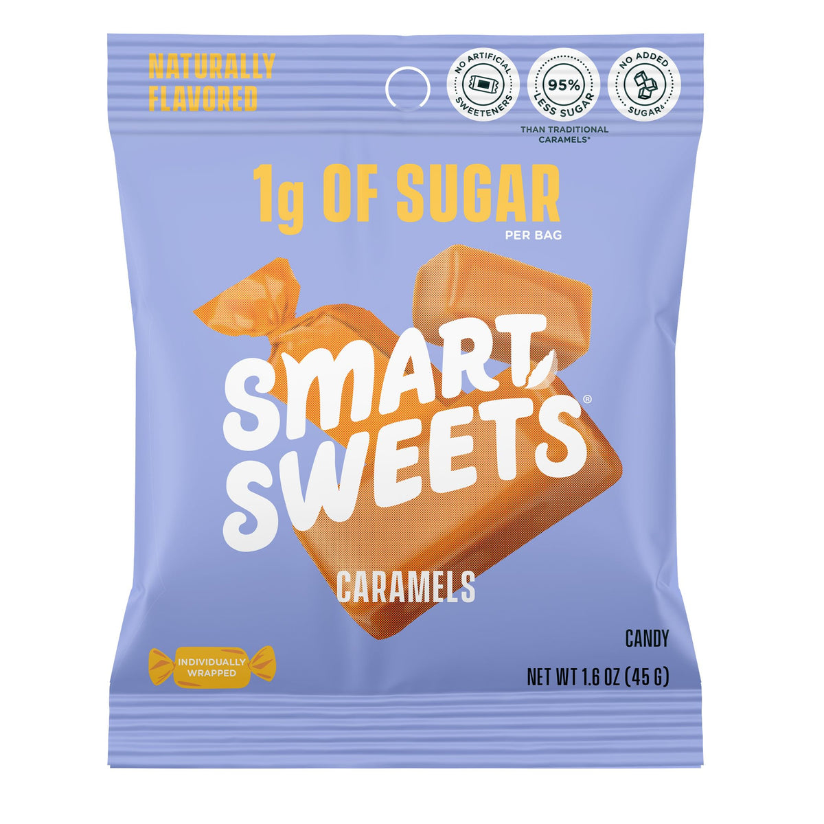 SmartSweets Caramel Candies – 12-Pack, Creamy Low Sugar Treat (1g Sugar, 140 Cal) Plant-Based & Gluten Free