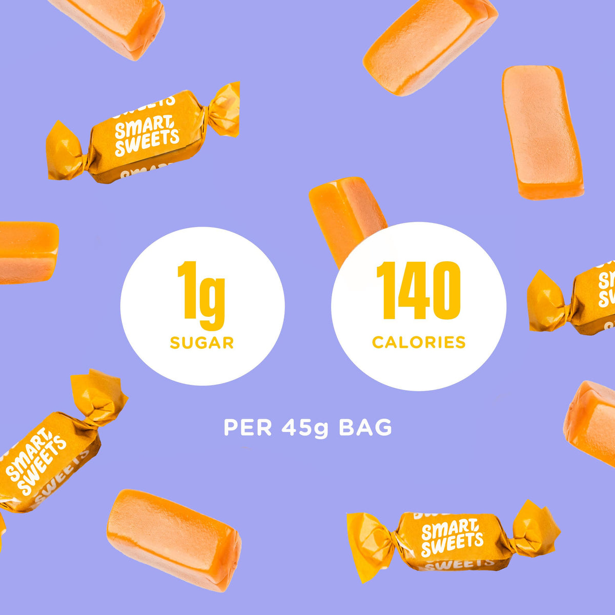 SmartSweets Caramel Candies – 12-Pack, Creamy Low Sugar Treat (1g Sugar, 140 Cal) Plant-Based & Gluten Free