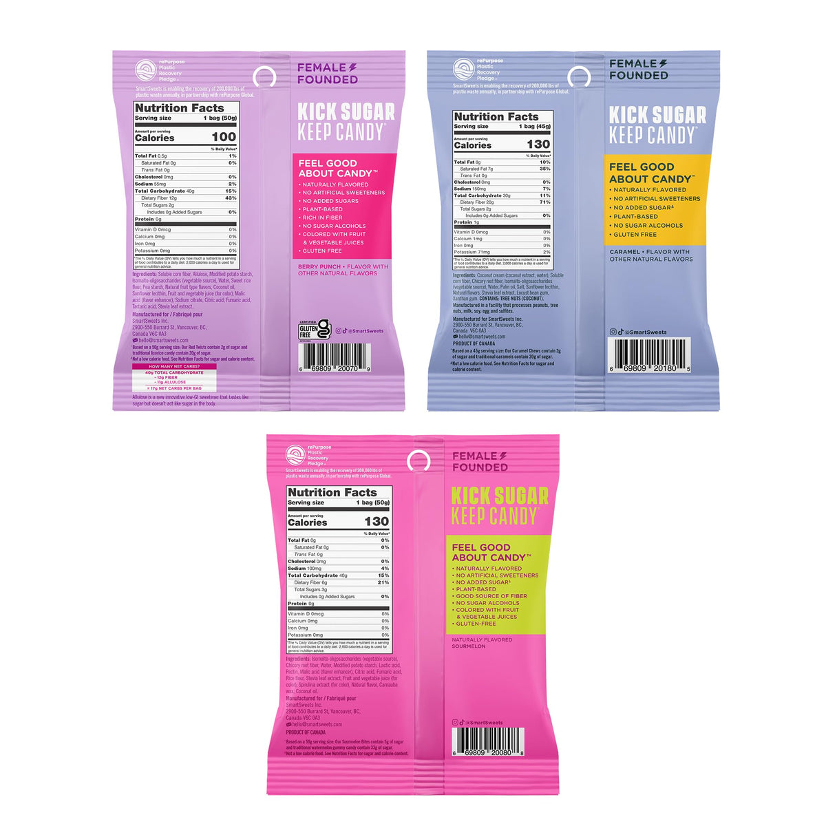 SmartSweets Variety Pack Sampler – 6 Low-Sugar Candies (Sweet Fish, Sourmelon Bites, Peach Rings, Sour Blast Buddies, Red Twists, New Soft Caramels)