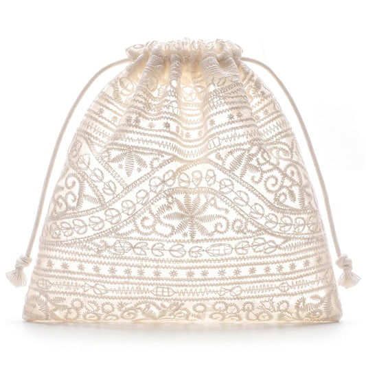 Sminra Mesh Drawstring Makeup Bag for Women, Lace Cosmetic Pouch