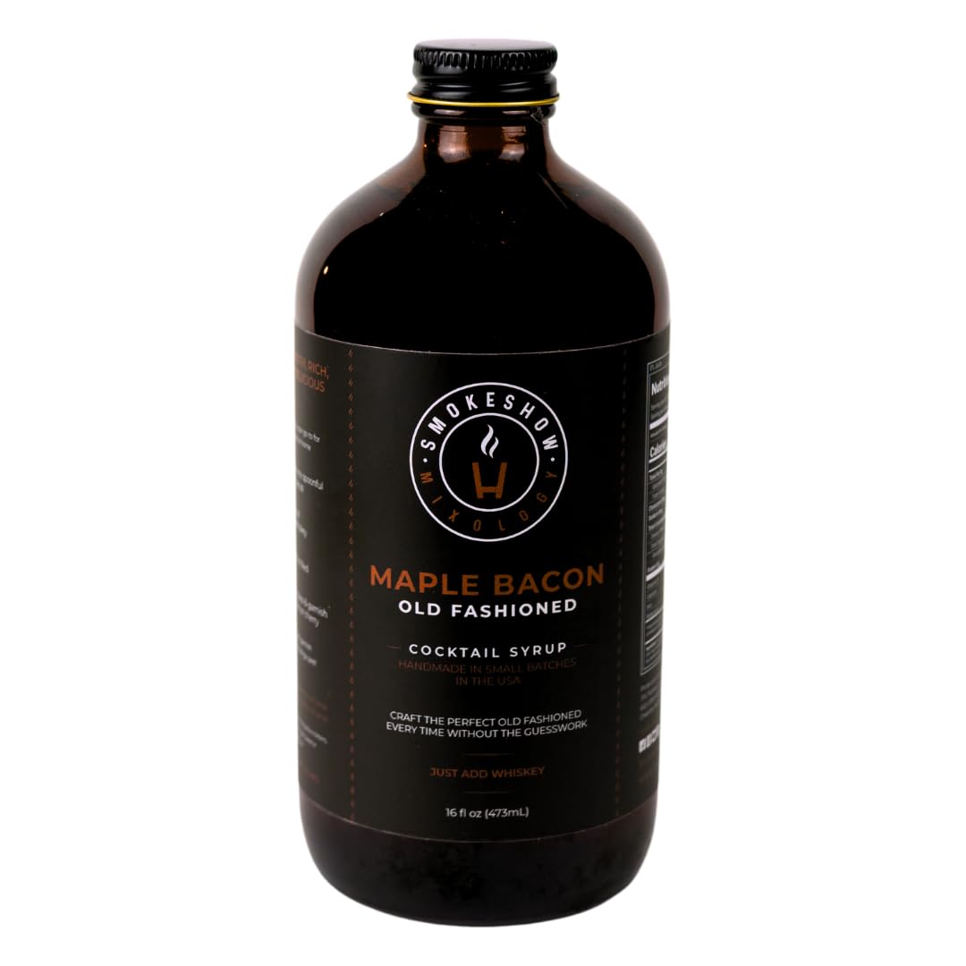 Smokeshow Cocktail Syrup - Old Fashioned Maple Bacon, 16 oz, 64 Servings