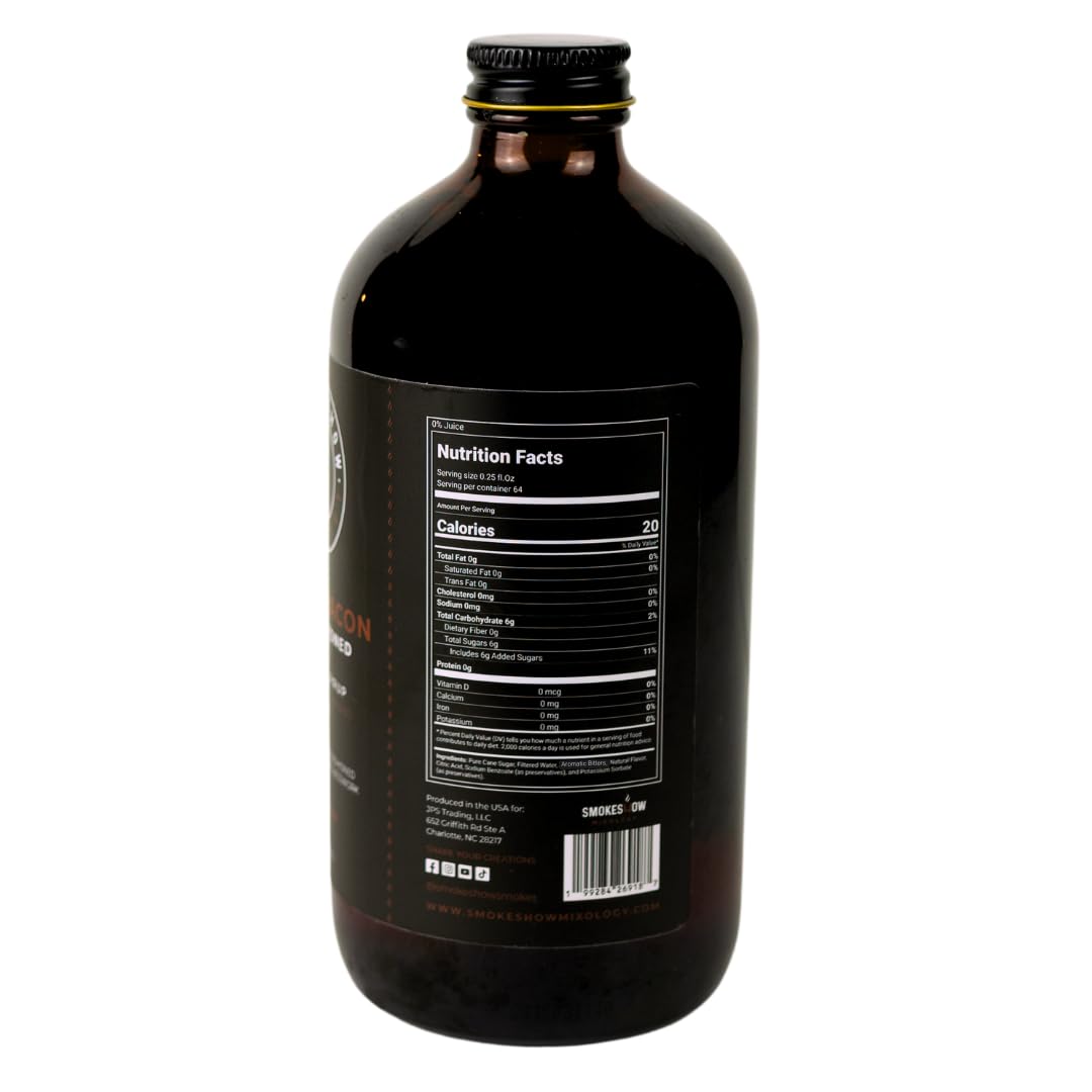 Smokeshow Cocktail Syrup - Old Fashioned Maple Bacon, 16 oz, 64 Servings