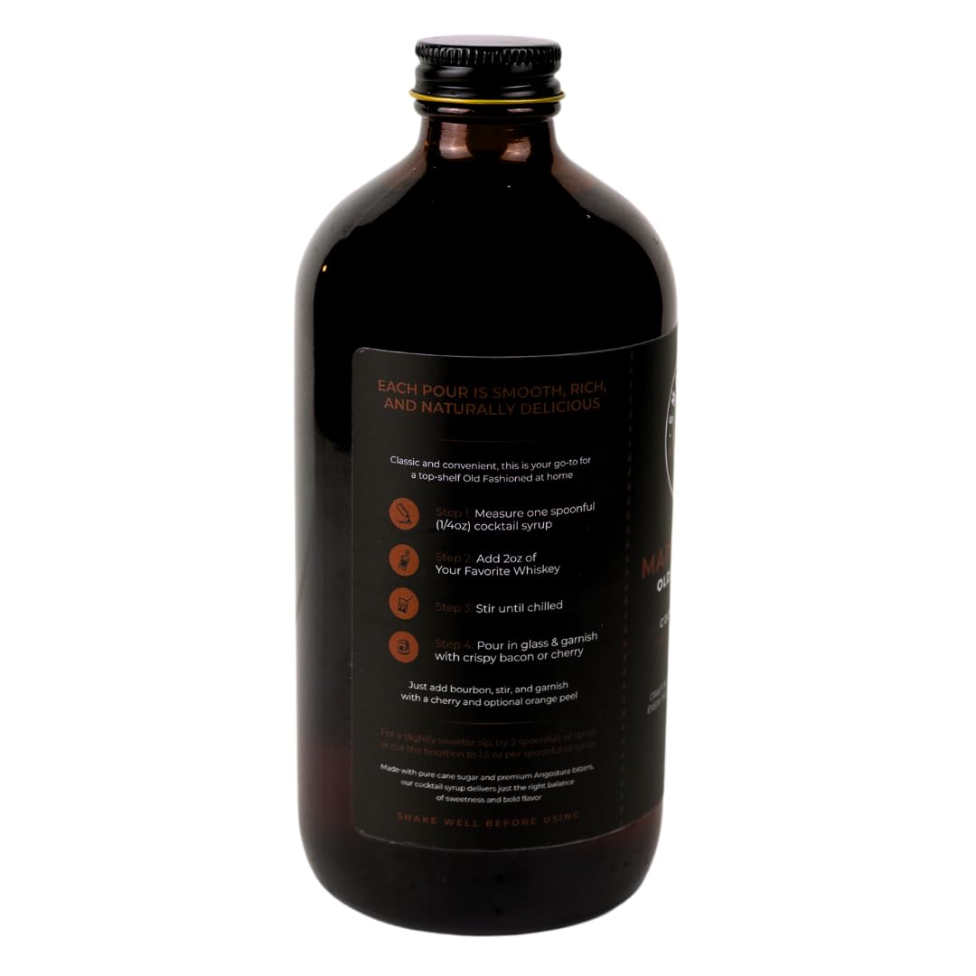 Smokeshow Cocktail Syrup - Old Fashioned Maple Bacon, 16 oz, 64 Servings