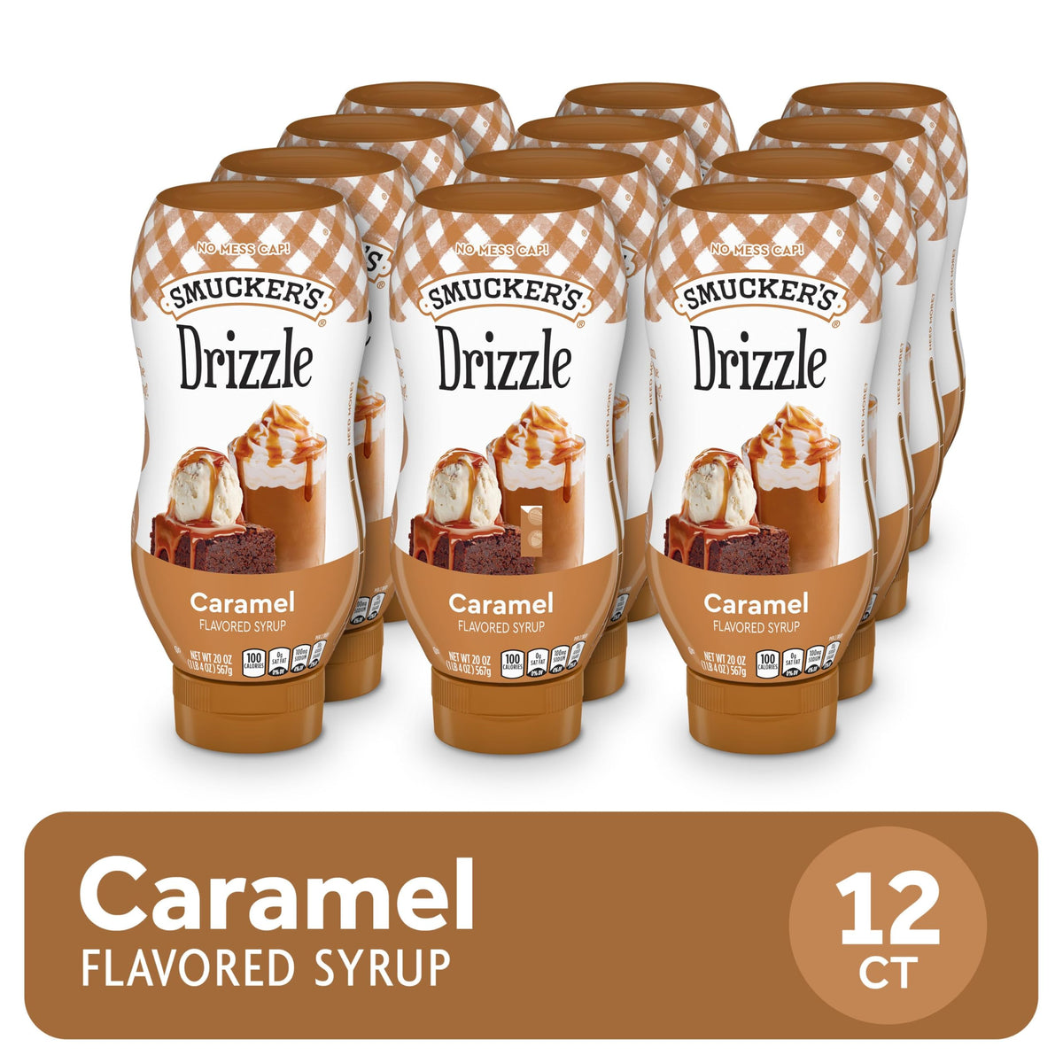 Smucker’s Drizzle Caramel Flavored Syrup – 12 Pack, 20 oz Squeeze Bottles