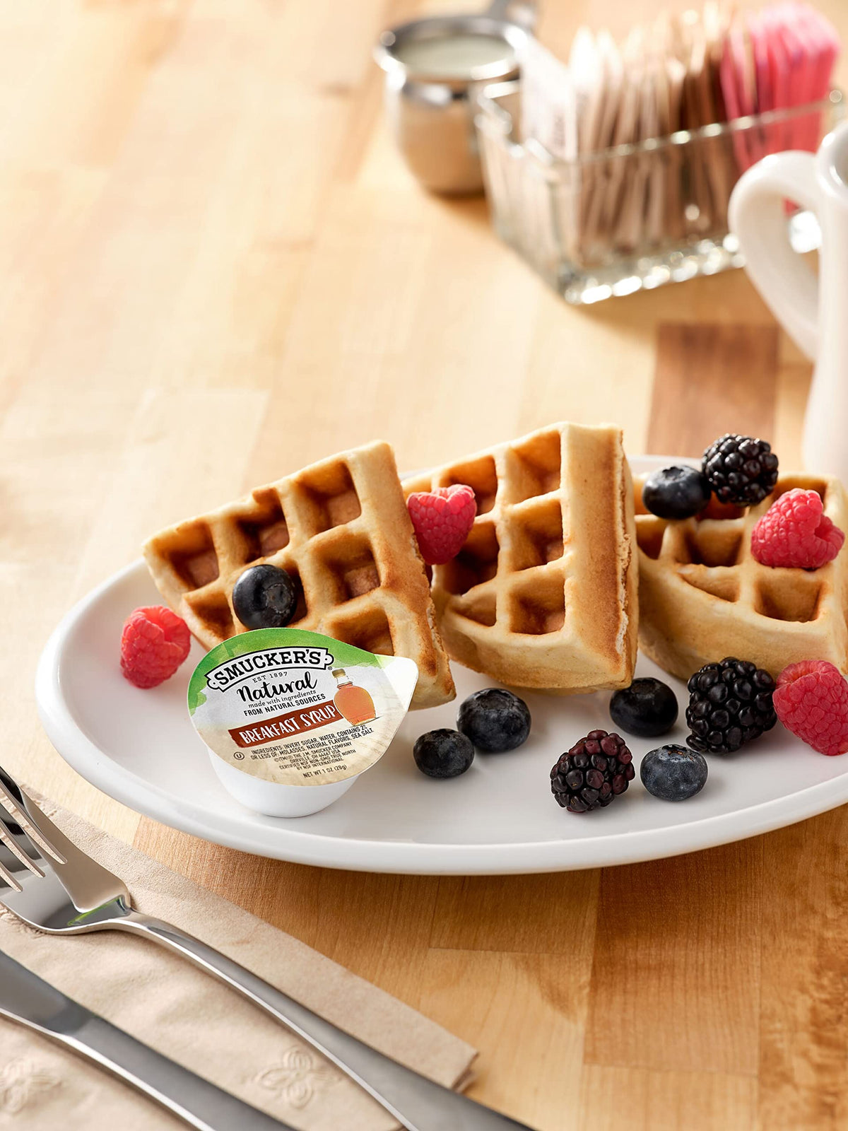 Smucker's Natural Breakfast Syrup – 1oz Portion Cups, 100-Count Case, Non-GMO, No HFCS