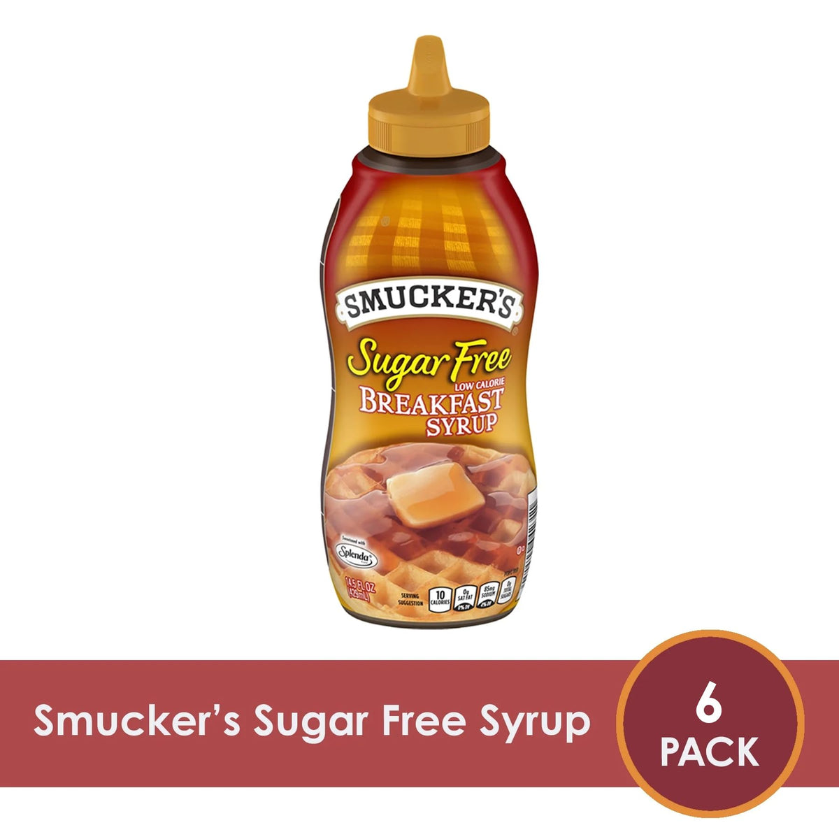 Smucker's Sugar Free Breakfast Syrup – Low Calorie 6-Pack, 14.5 oz Bottles