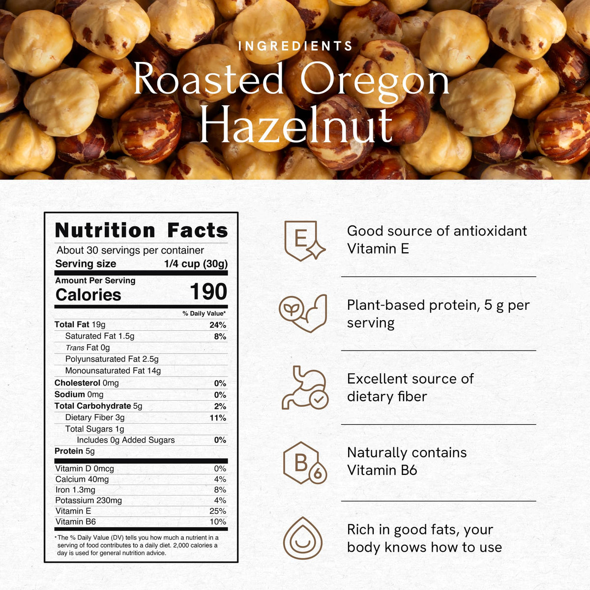 Snackathon Roasted Oregon Hazelnuts – Unsalted, Dry-Roasted Whole Filberts, 2 lb Resealable Bag | Premium USA Grown Nuts