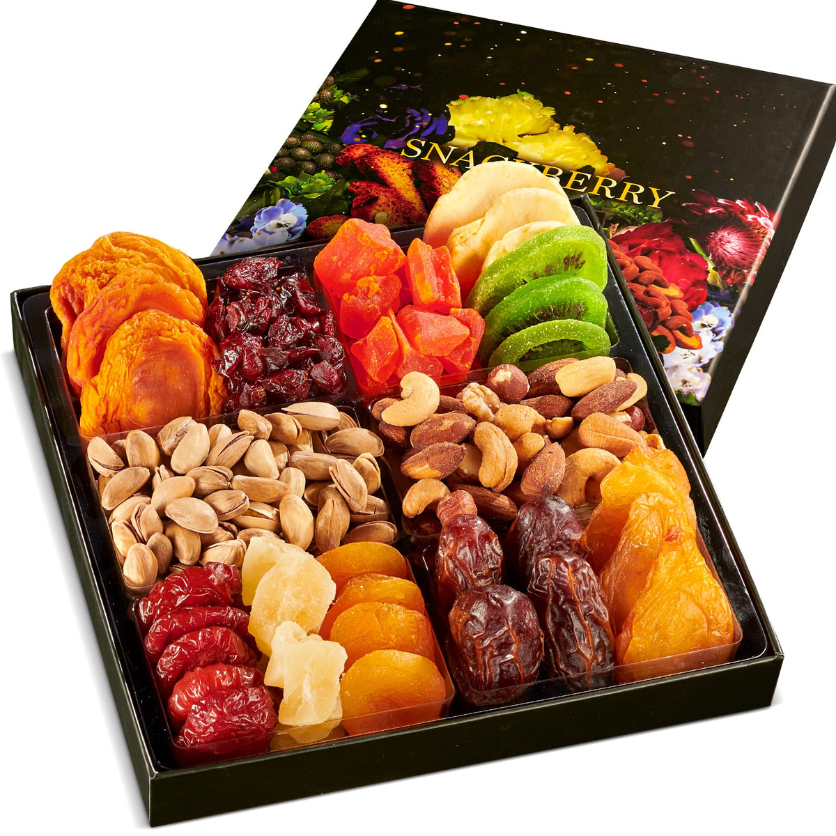 Snackberry Dried Fruit & Nuts Gift Basket – Gourmet Kosher Snack Box (12‑Piece Assortment)