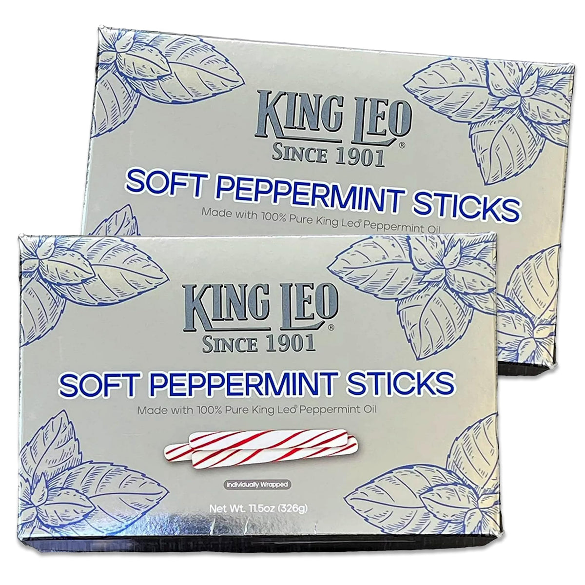 Snackivore King Leo Mints - Soft Peppermint Sticks, 2 Gift Boxes (11.5 oz each)