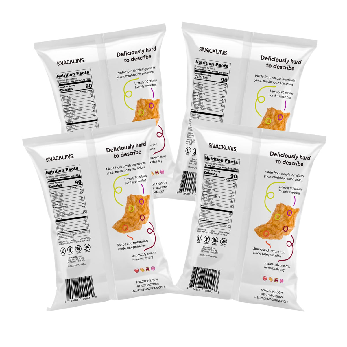 SNACKLINS Plant Based Crisps – Nacho, BBQ, Teriyaki, Chesapeake Bay | Gluten Free, Grain Free, Kosher