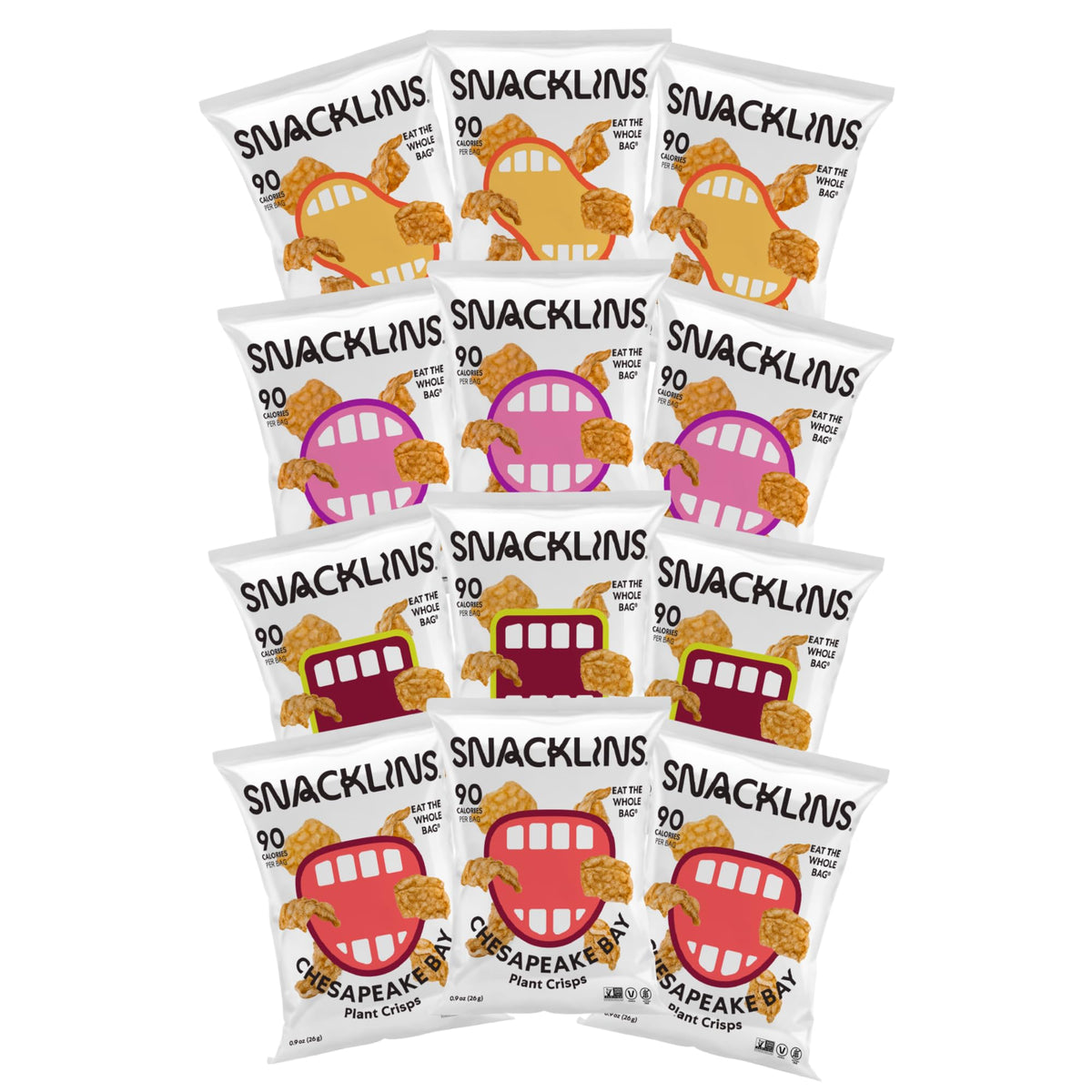SNACKLINS Plant Based Crisps – Nacho, BBQ, Teriyaki, Chesapeake Bay | Gluten Free, Grain Free, Kosher