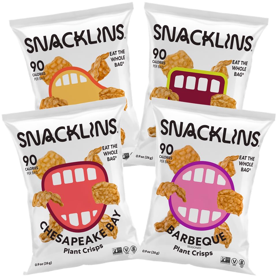 SNACKLINS Plant Based Crisps – Nacho, BBQ, Teriyaki, Chesapeake Bay | Gluten Free, Grain Free, Kosher