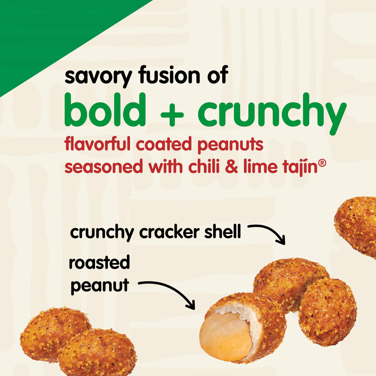 Snak Club Tajín Crunchy Peanuts – Chili Lime Seasoning, Mild Heat, 26 oz Resealable Bag