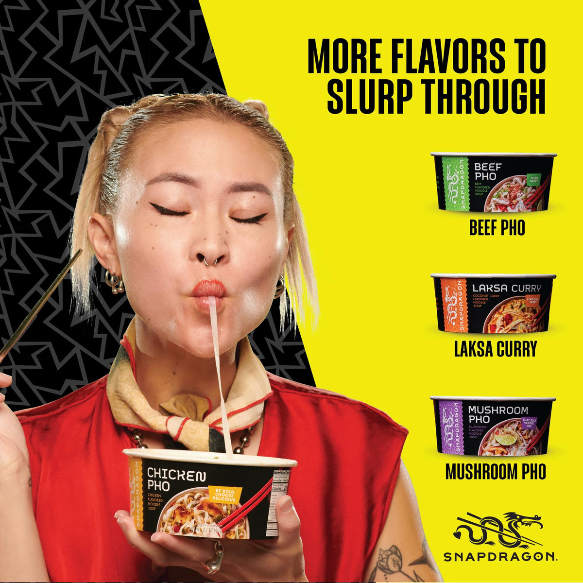 Snapdragon Chicken Pho Instant Noodle Bowl Six Pack - Gluten Free, Rich Chicken Broth