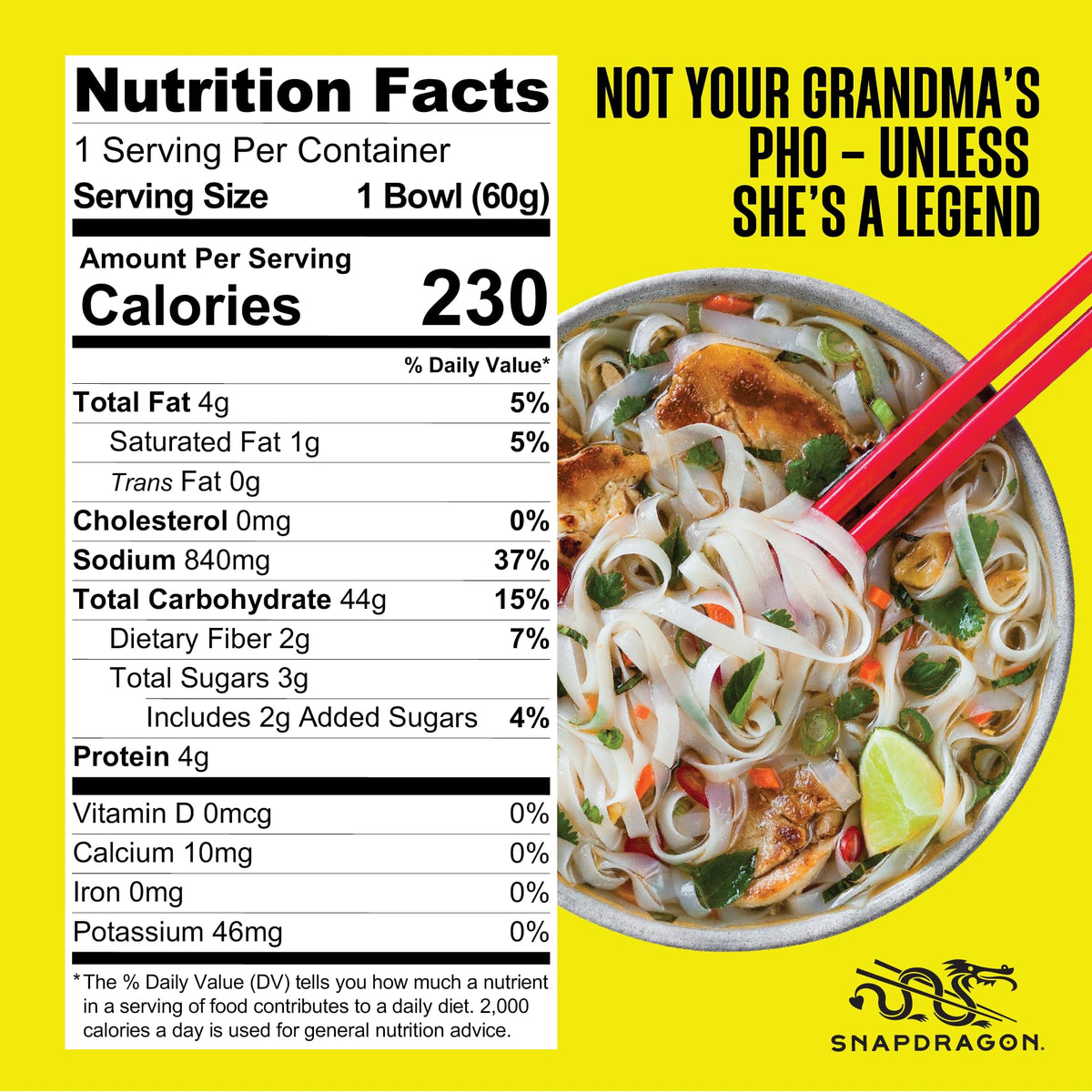 Snapdragon Chicken Pho Instant Noodle Bowl Six Pack - Gluten Free, Rich Chicken Broth