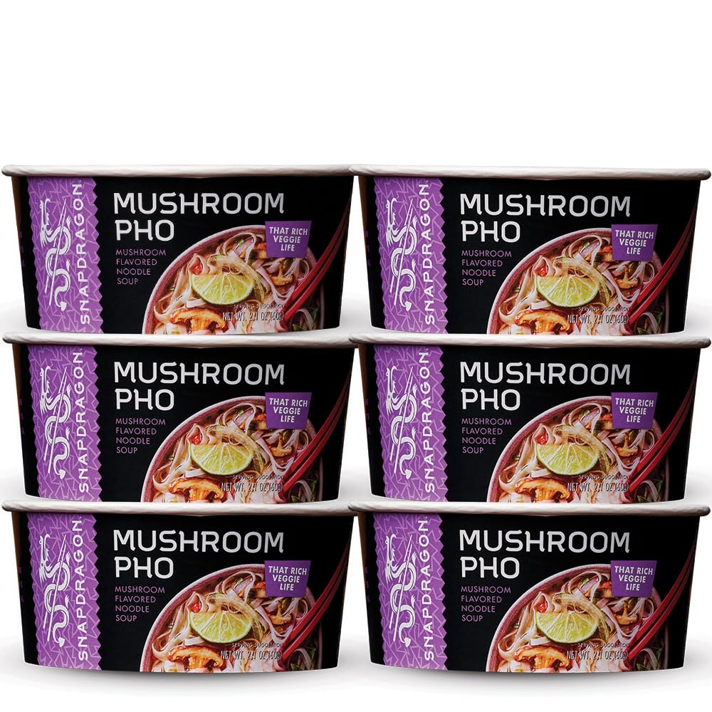 Snapdragon Mushroom Pho Noodle Bowls – Gluten Free, No MSG, 6 Pack