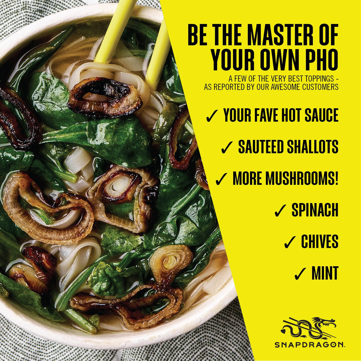 Snapdragon Mushroom Pho Noodle Bowls – Gluten Free, No MSG, 6 Pack
