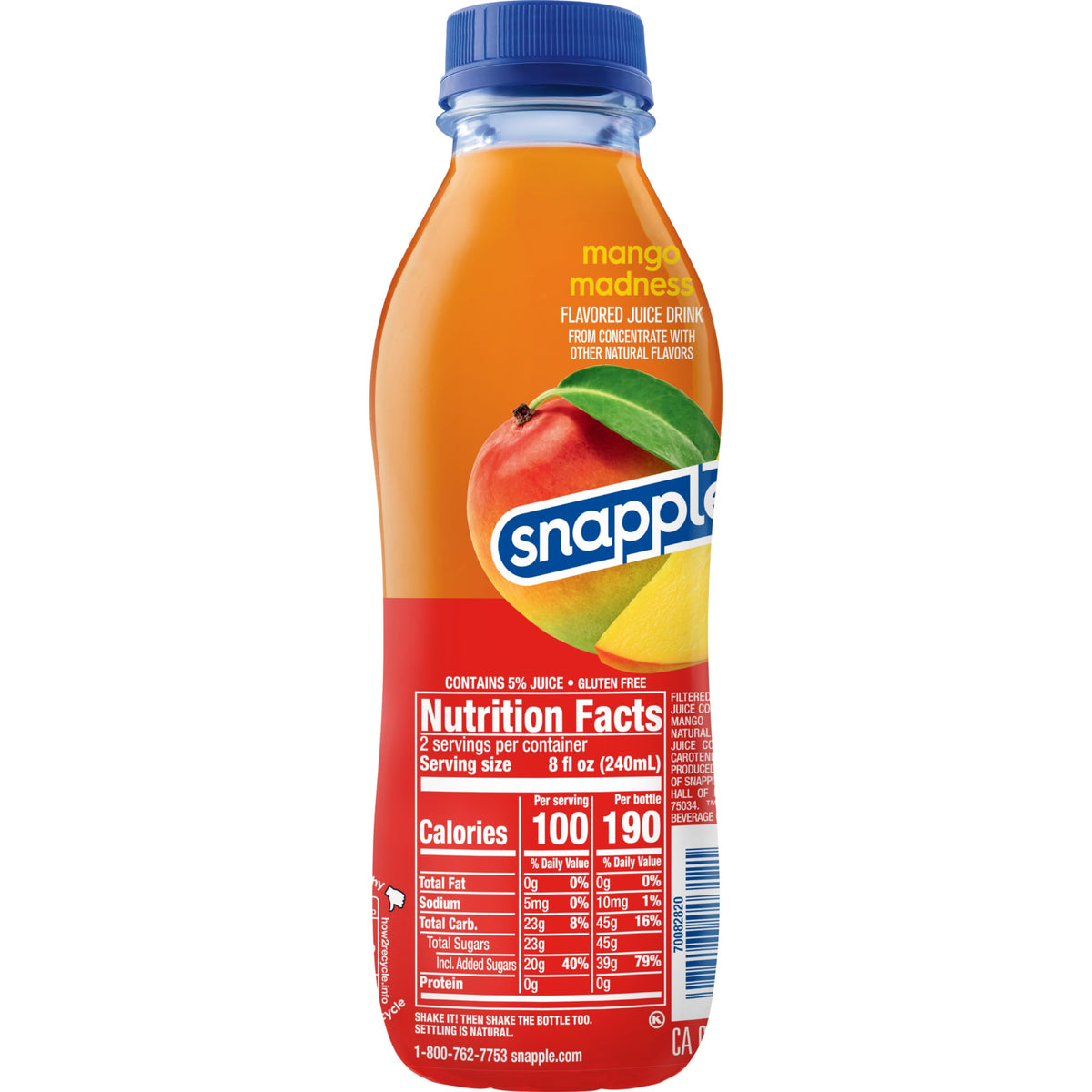 Snapple Mango Madness Flavored Juice Drink – 16 fl oz Bottle, Pack of 12 | All Natural