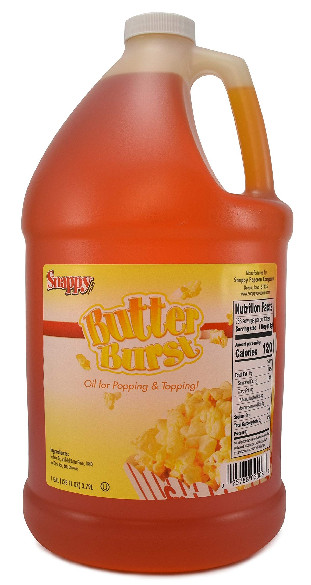 Snappy Butter Burst Popcorn Oil – Movie Theater Butter Flavor, 1 Gallon
