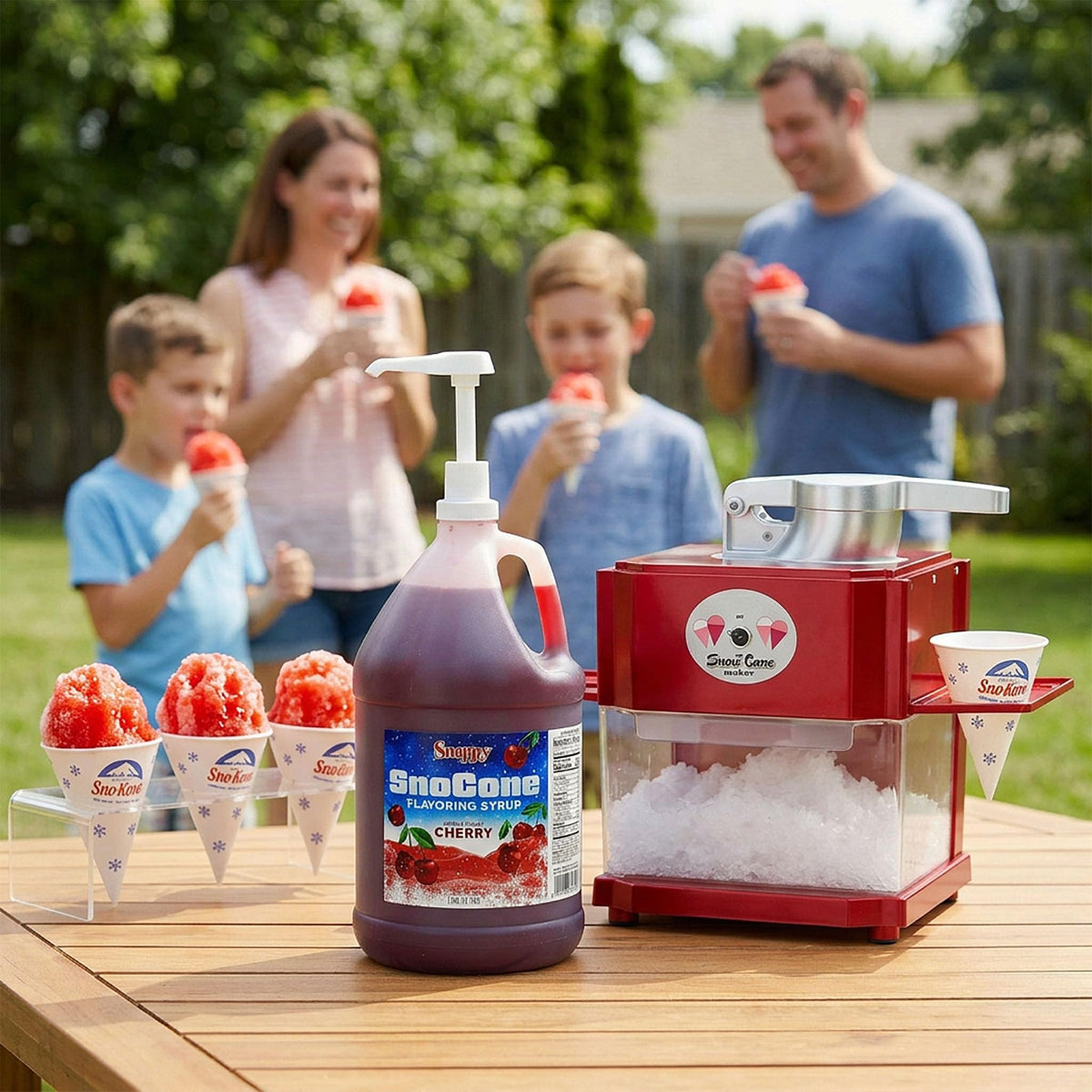 SNAPPY Cherry Sno Cone Syrup | 1 Gallon (128 oz) Ready-to-Use for Snow Cone Machines