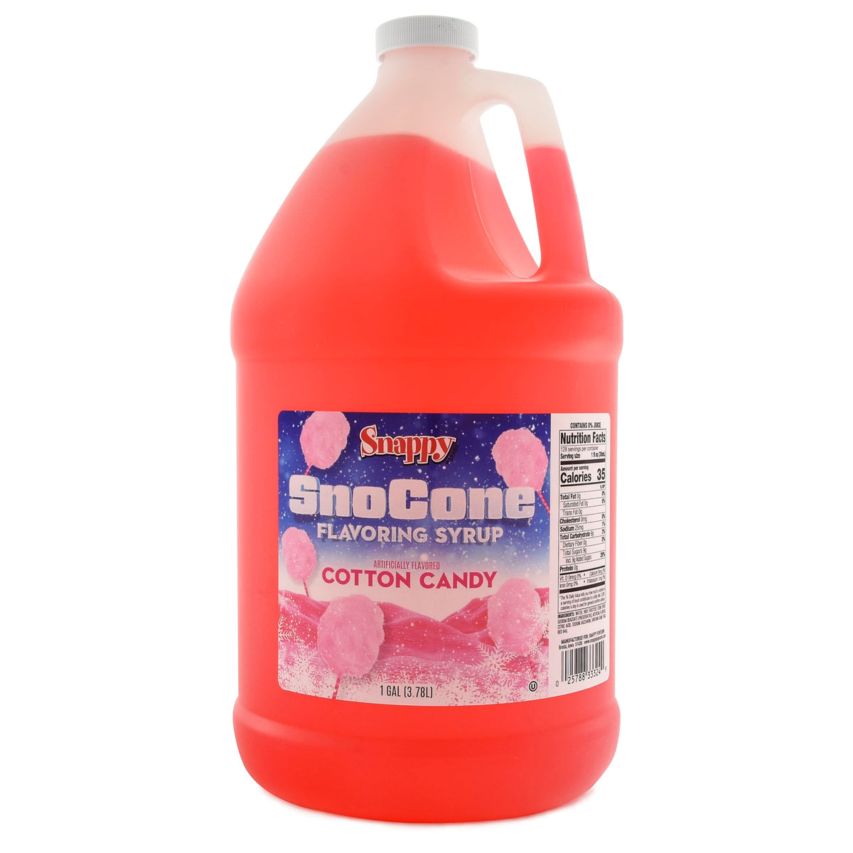 Snappy Cotton Candy Sno Cone Syrup – 1 Gallon, Ready-to-Use for Snow Cone Machines