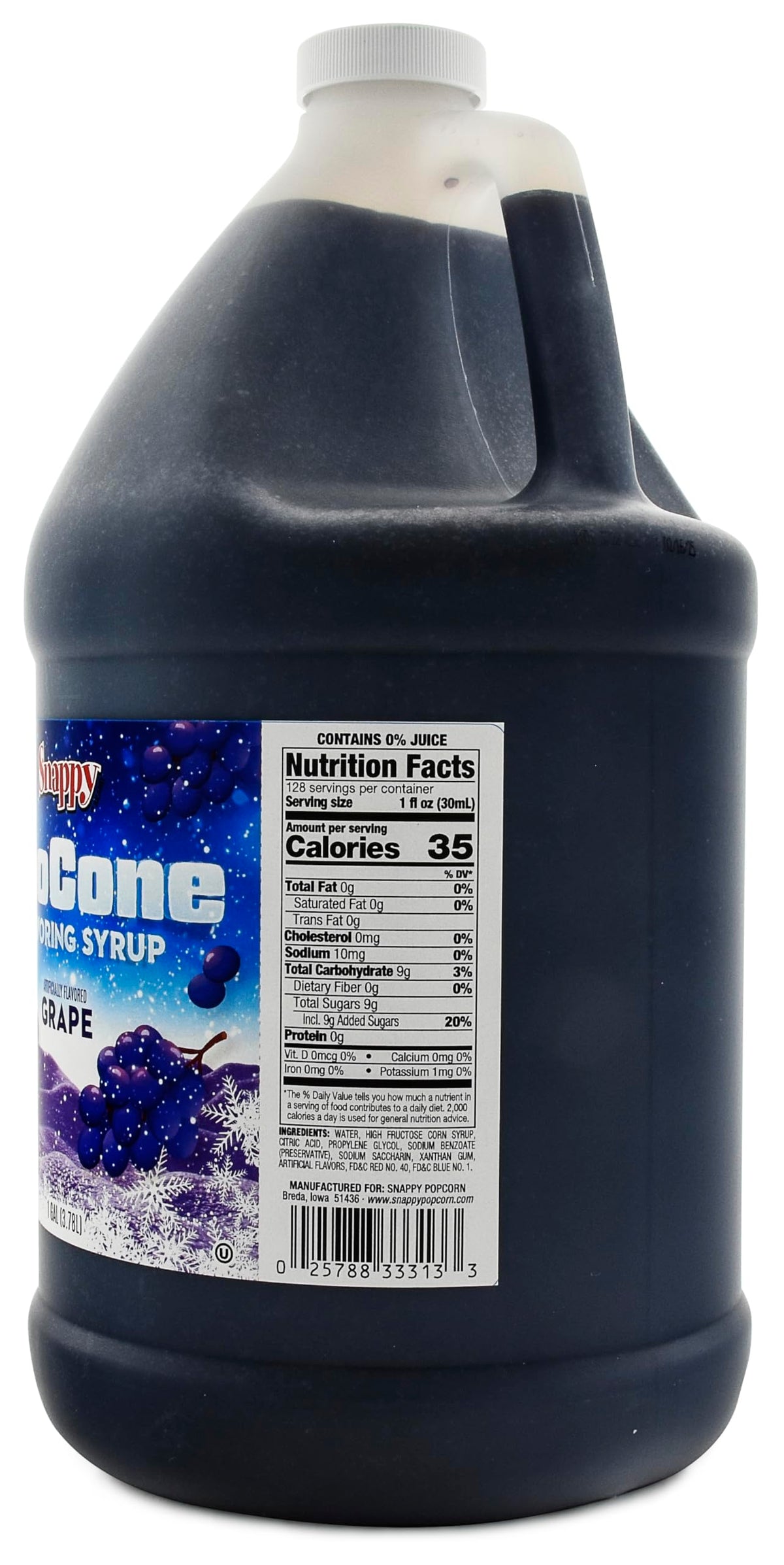 Snappy Grape Sno Cone Syrup, 1 Gallon – Ready-to-Use for Snow Cone Machines & Shaved Ice