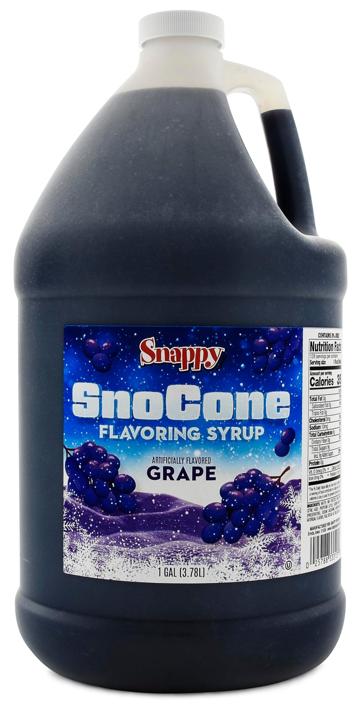 Snappy Grape Sno Cone Syrup, 1 Gallon – Ready-to-Use for Snow Cone Machines & Shaved Ice