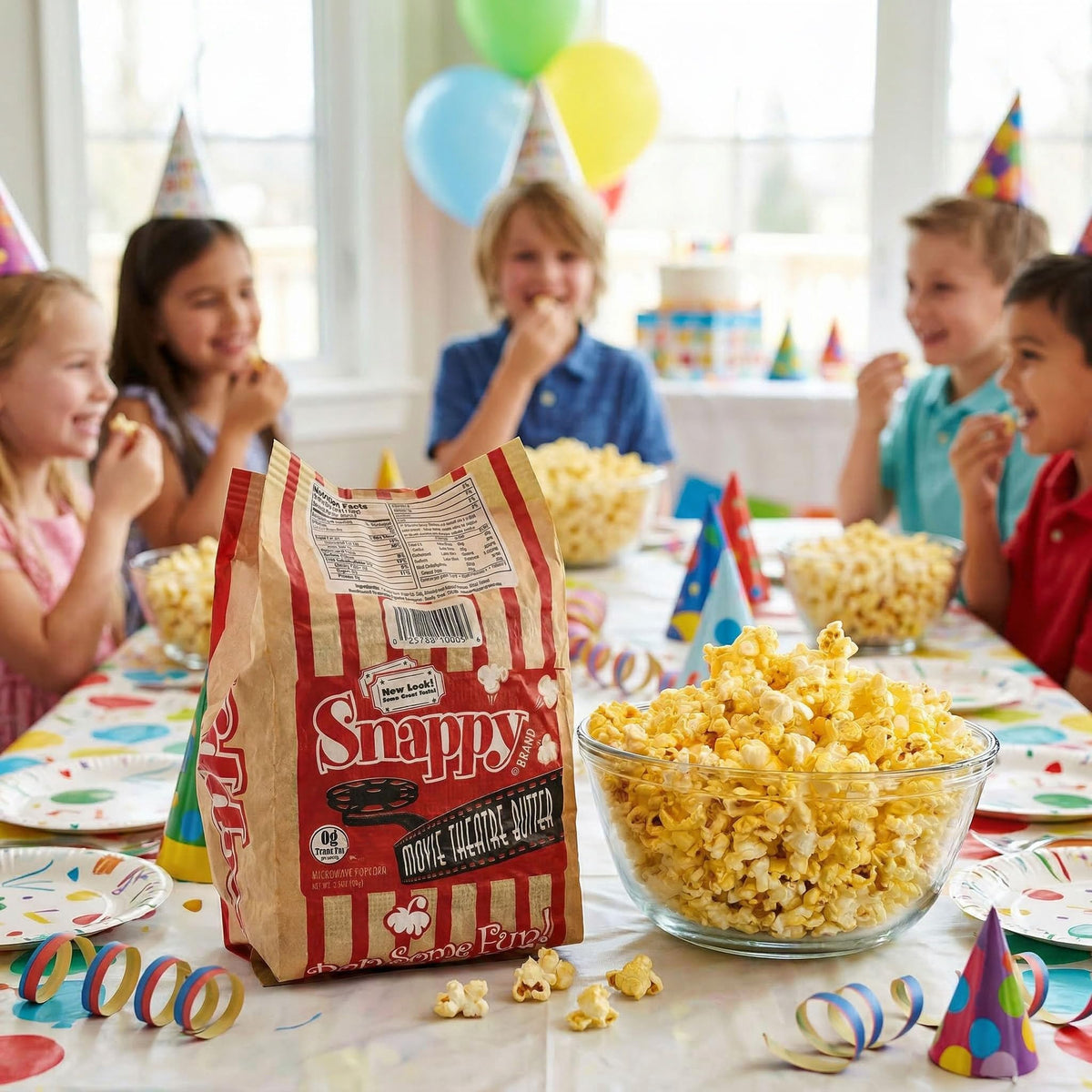 SNAPPY Movie Theater Butter Microwave Popcorn — 3.5 oz Bags, 48 Count, Non-GMO, Whole Grain