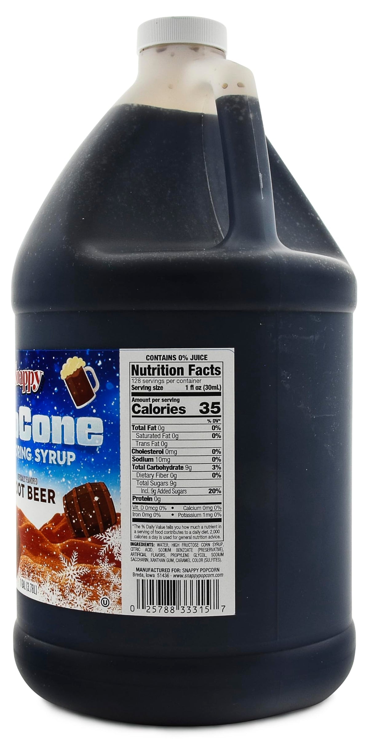 SNAPPY Root Beer Sno Cone Syrup, 1 Gallon – Ready to Use for Snow Cone Machines