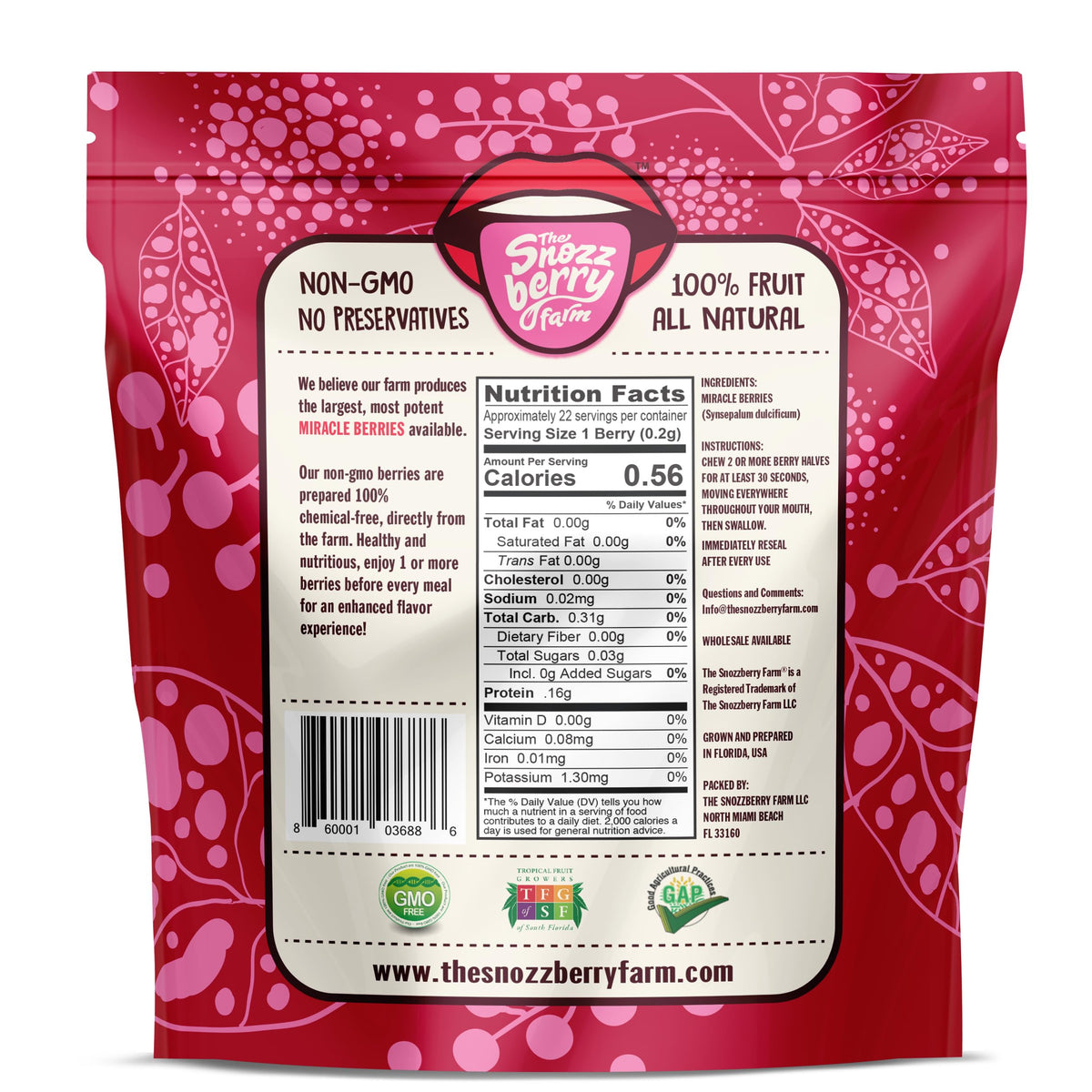 Miracle Berries by Snozzberry Farm | 44 Berry Halves | Freeze-Dried, USA Grown | Turn Sour to Sweet | Best Value