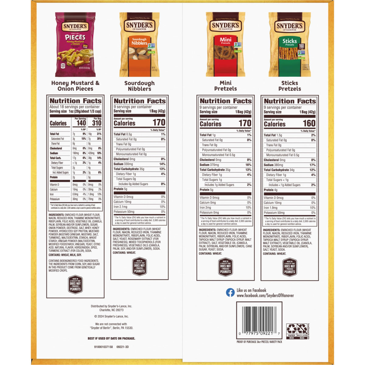Snyder's of Hanover Variety Pack Pretzels — 36 Count (Pack of 36)