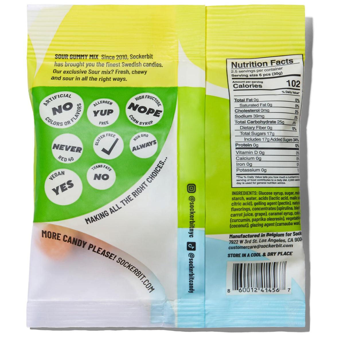 Sockerbit Swedish Sour Gummy Mix – 5 Bags, Vegan, Gluten Free