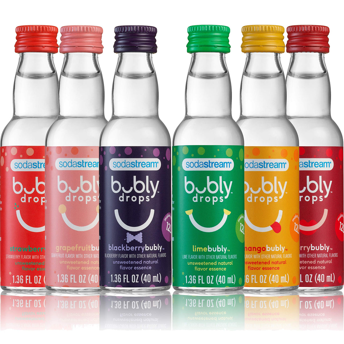 Sodastream Bubly Drops Variety Pack – 6 x 8 fl oz, Natural Fruit Flavors