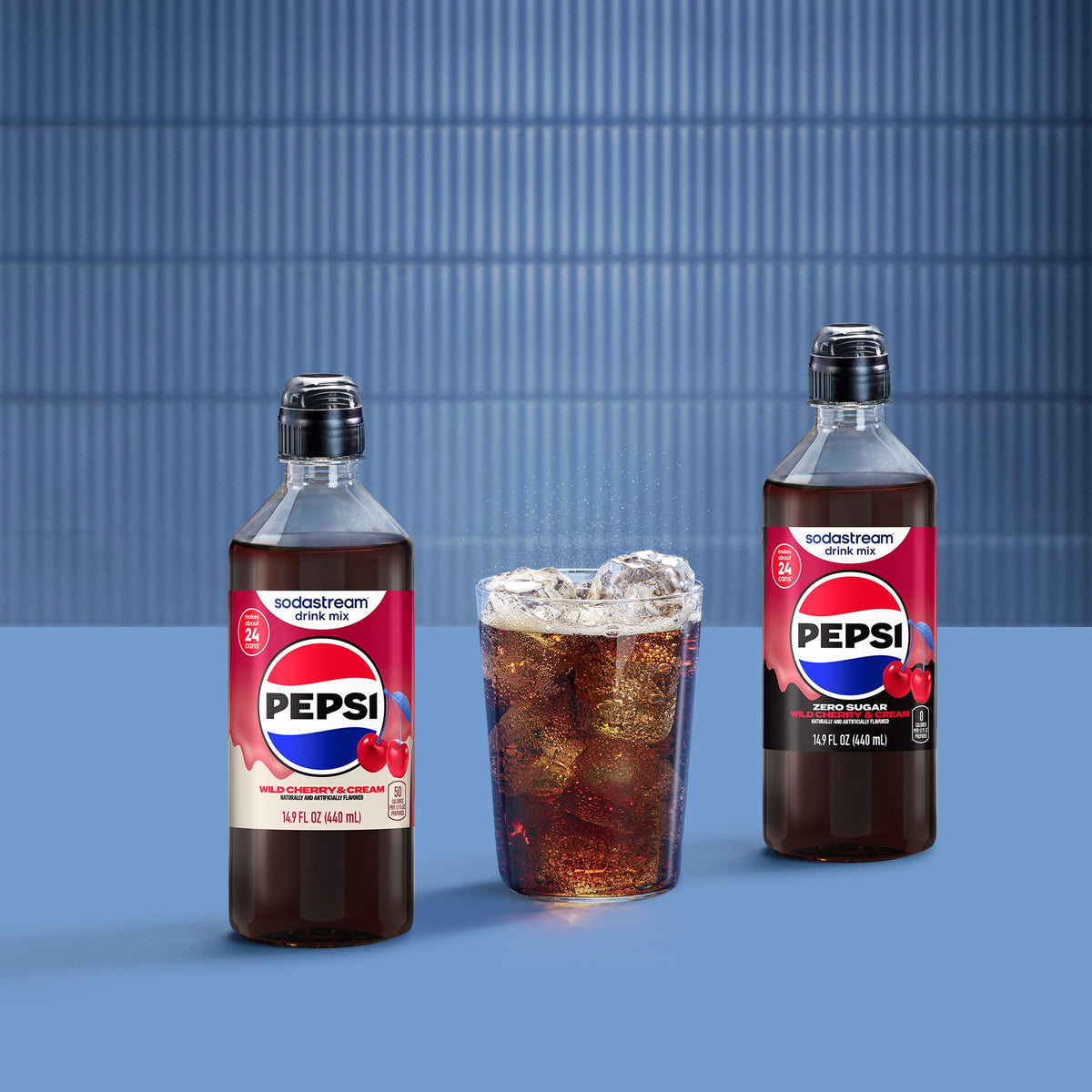 SodaStream Wild Cherry Pepsi & Cream Variety Beverage Mix — 4x 14.9oz Bottles (New Pour 440ml)