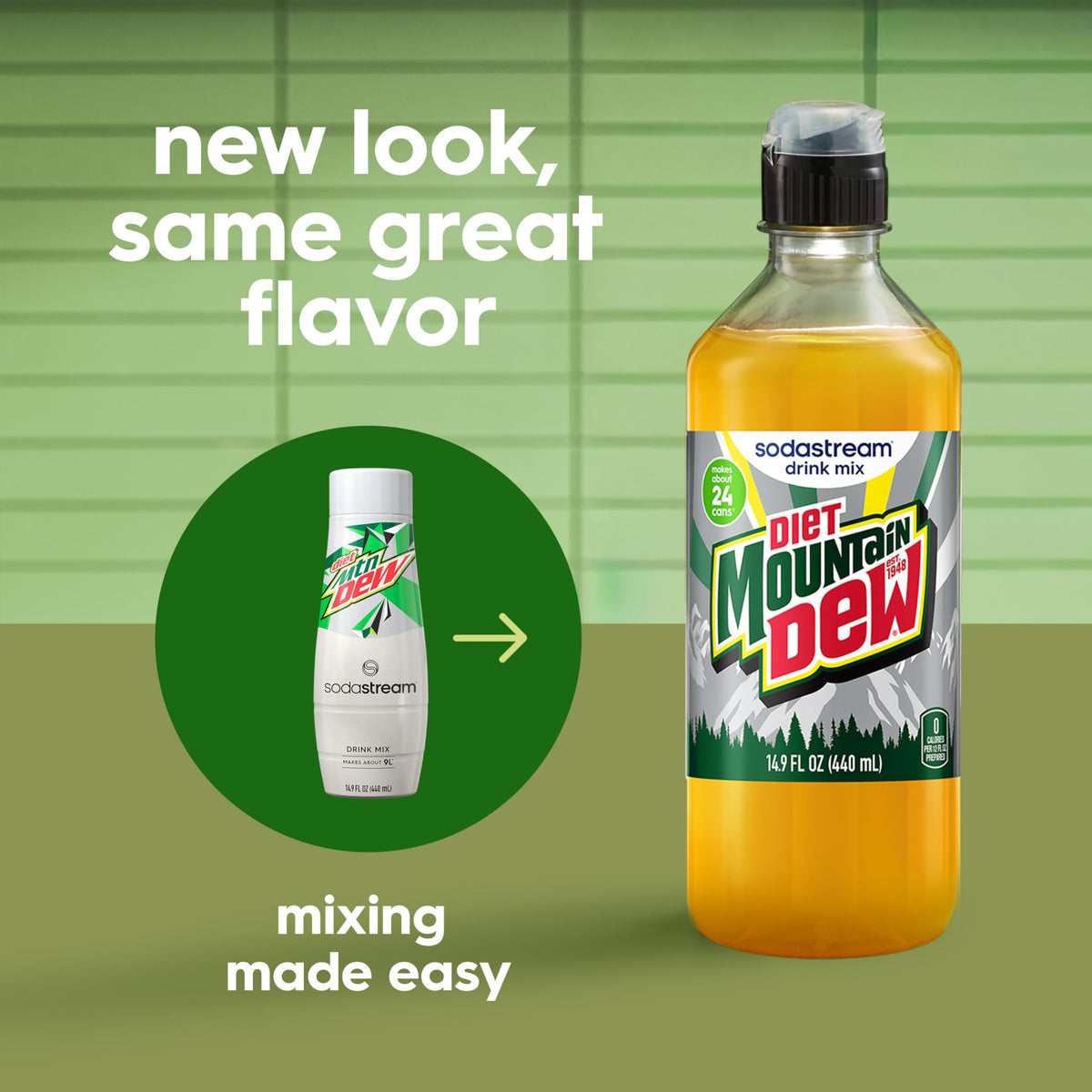 Sodastream Diet Mountain Dew New Pour Bottles – 4-Pack, 14.9 Fl Oz – Zero-Calorie Soda Mix